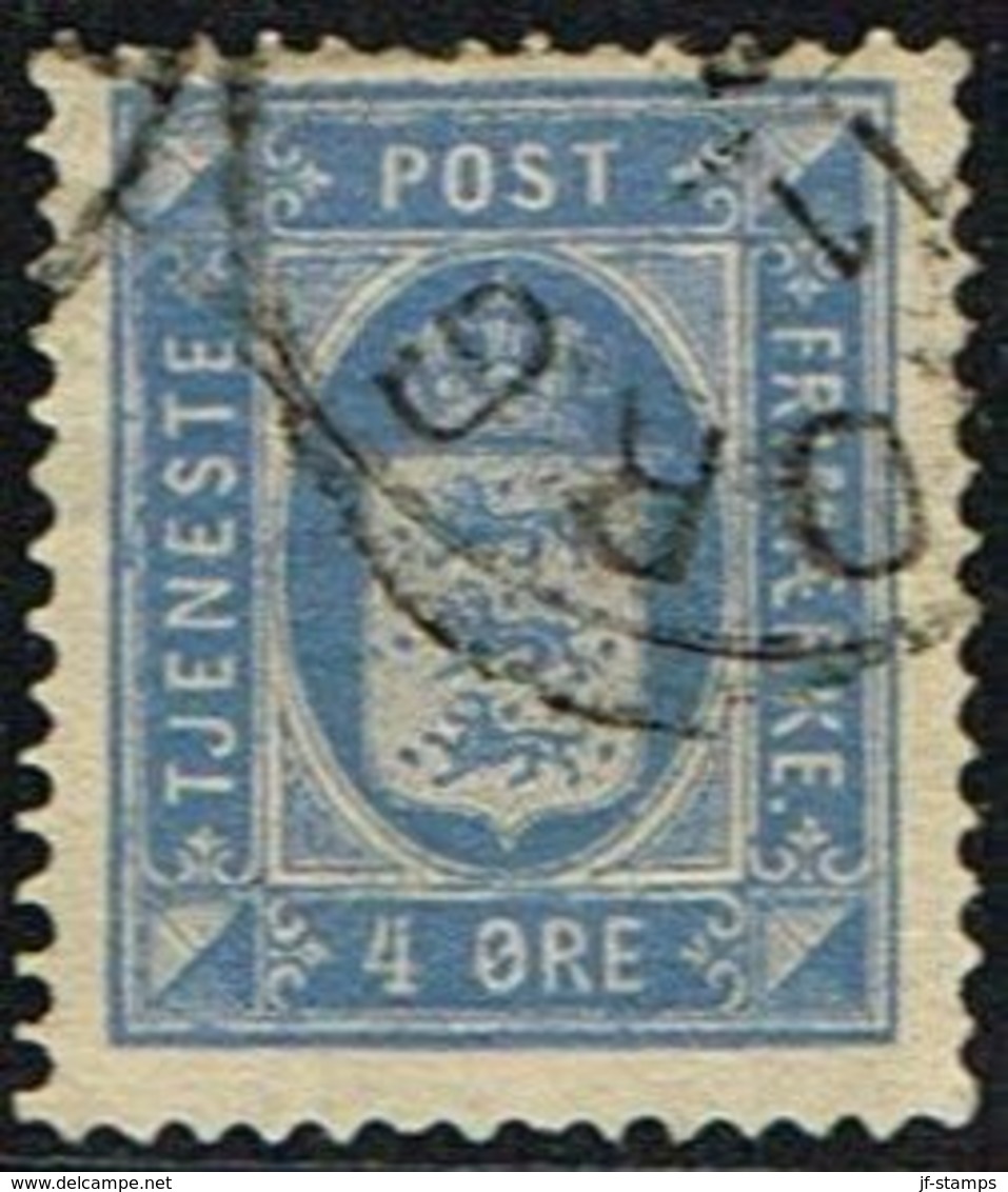 1875. Official. 4 Øre Ultramarin. Perf. 14x13½ (Michel D5yba) - JF158722 - Service