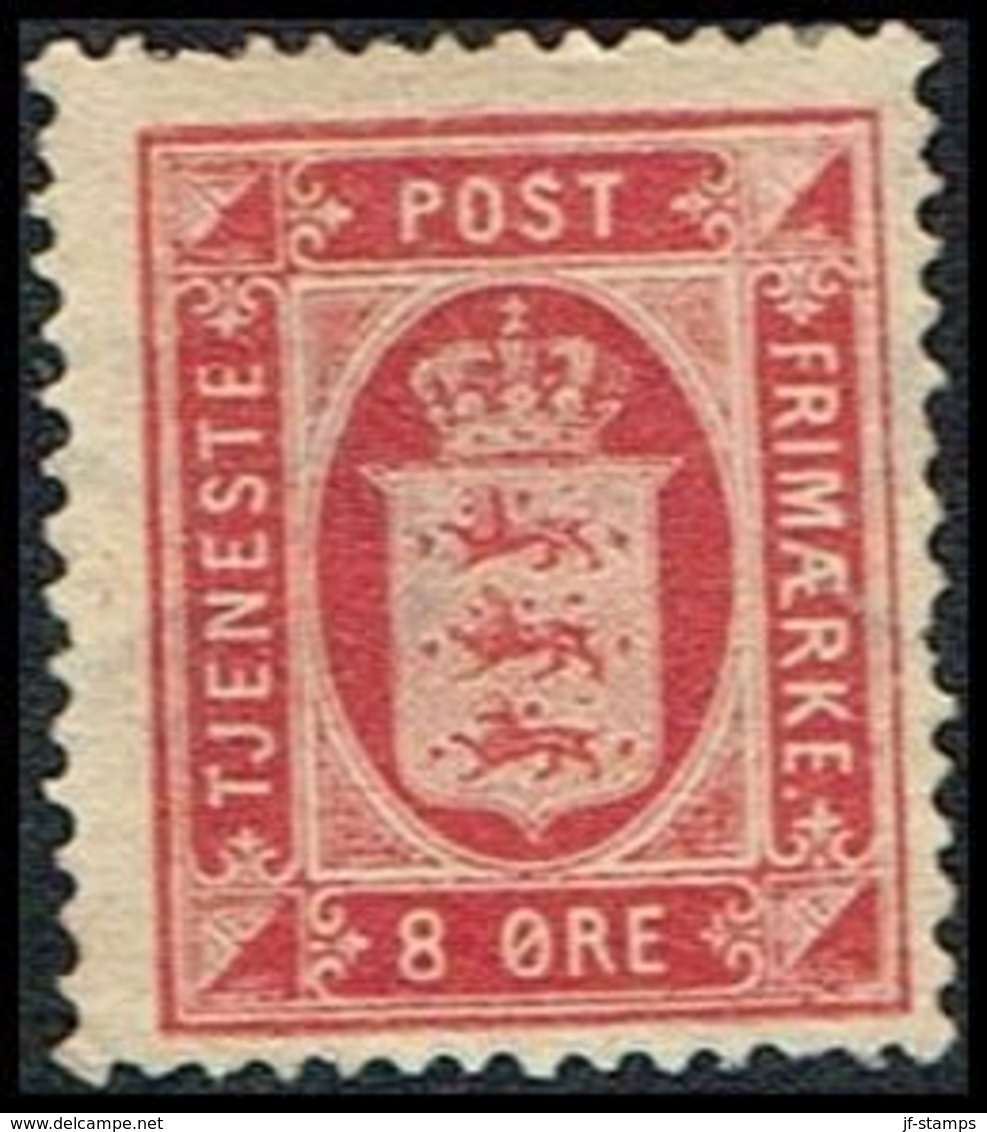 1875. Official. 8 Øre Rosa. Perf. 14x13½ INVERTED WATERMARK. (Michel D6YA) - JF309677 - Officials