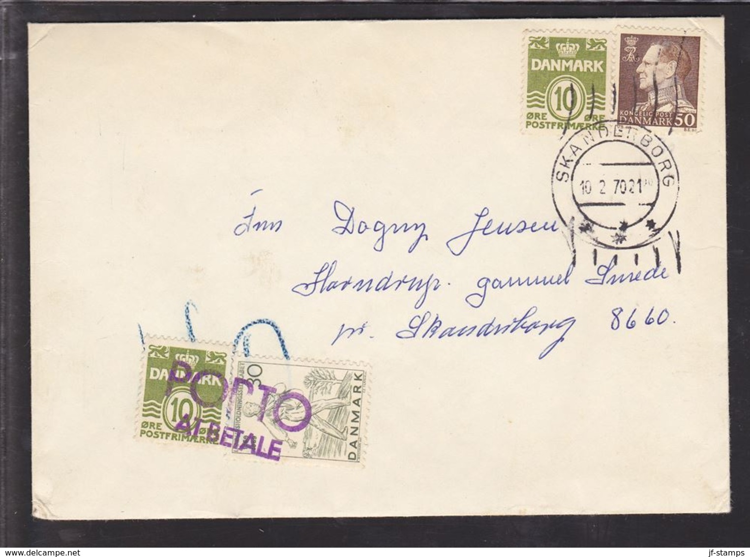 1970. 10+ 30 ØRE PORTO AT BETALE On Cover From SKANDERBORG 10.2.70. () - JF111176 - Port Dû (Taxe)