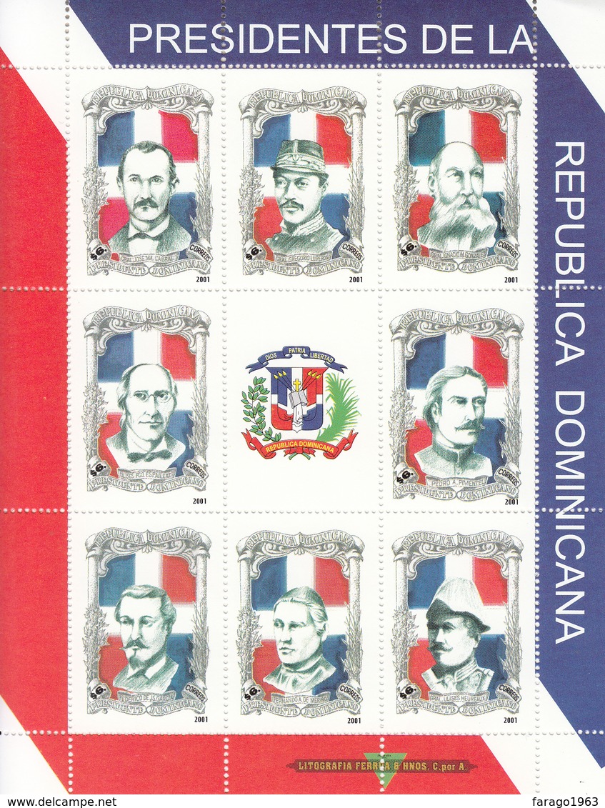 2001 Dominican Republic Presidents Miniature Sheet Of 8 Complete MNH - Dominicaine (République)