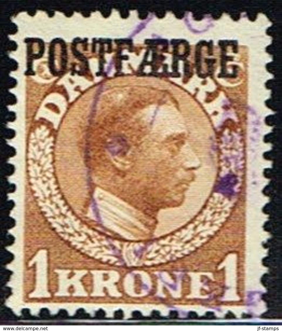 1919. Parcel Post (POSTFÆRGE). Chr. X. 1 Kr. Brown. Scarce Stamp. Only 26.000 Issued. (Michel PF4) - JF158780 - Paketmarken