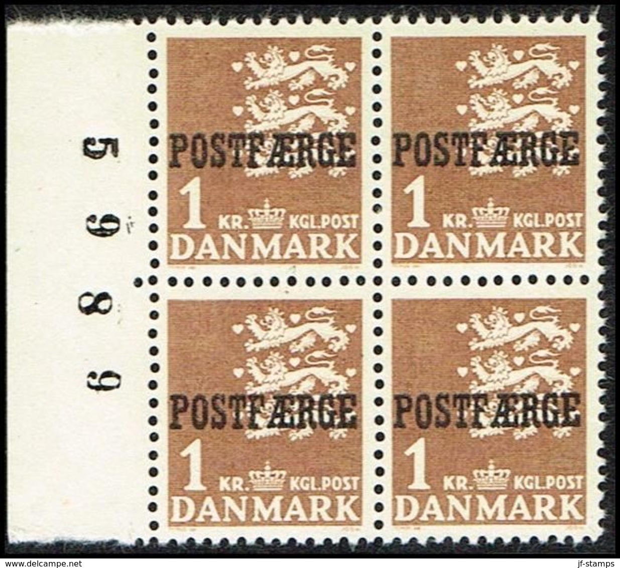 1950. Postfærge. 1 KR. 4-Block. (Michel PF 34 I) - JF317056 - Colis Postaux