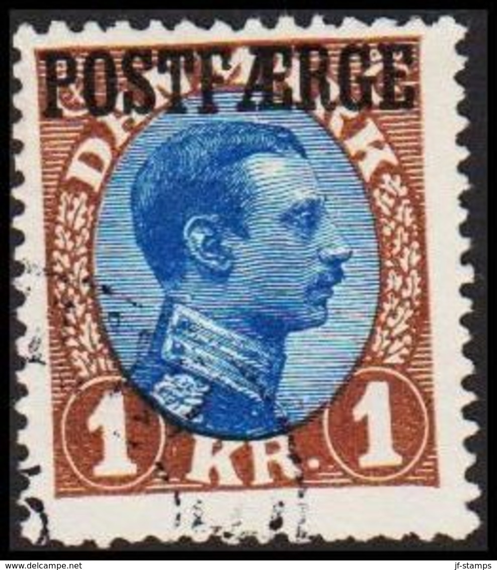 1922. Parcel Post (POSTFÆRGE). Chr. X. 1 Kr. Brown/blue. (Michel PF10) - JF317348 - Paquetes Postales