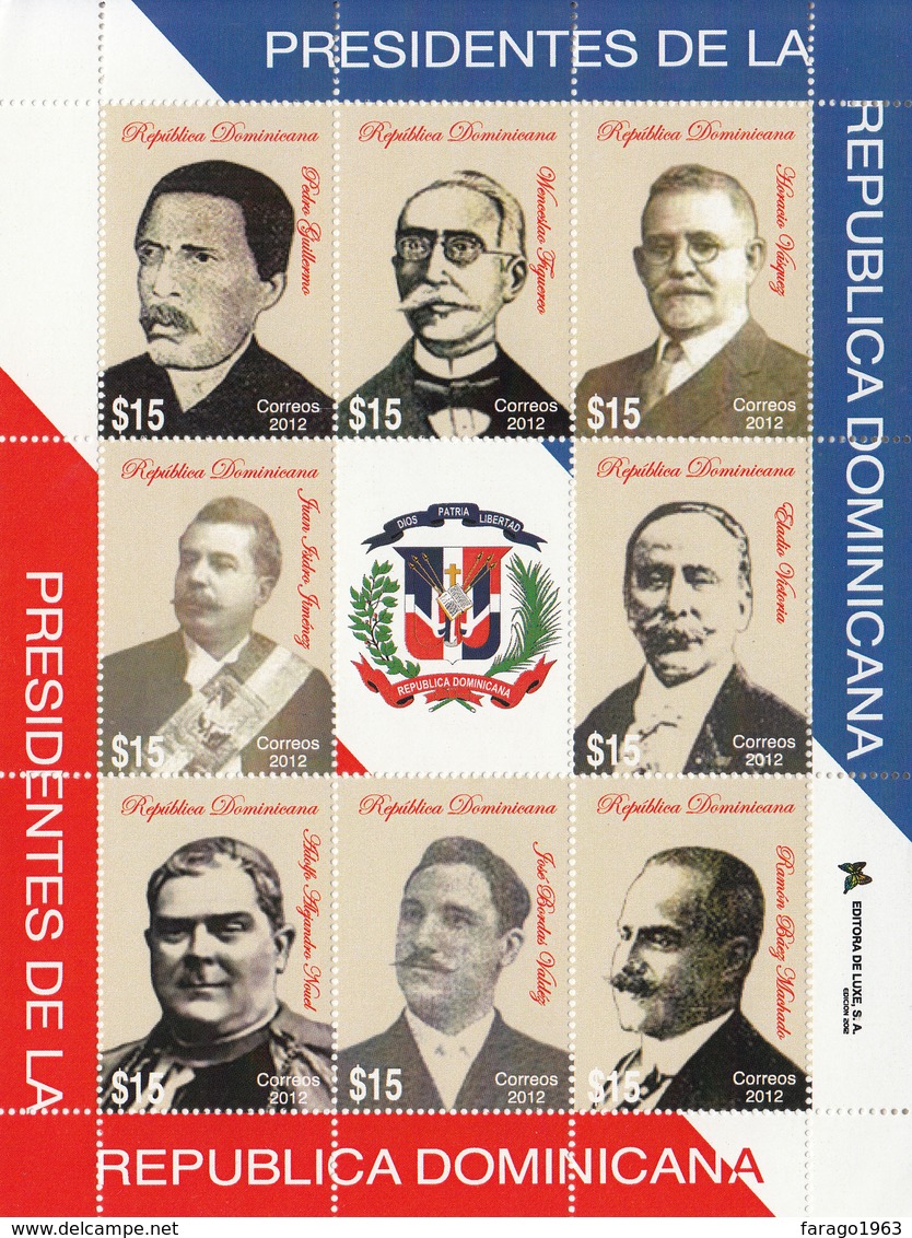 2012 Dominican Republic Presidents Miniature Sheet Of 8 Complete MNH - Dominicaine (République)