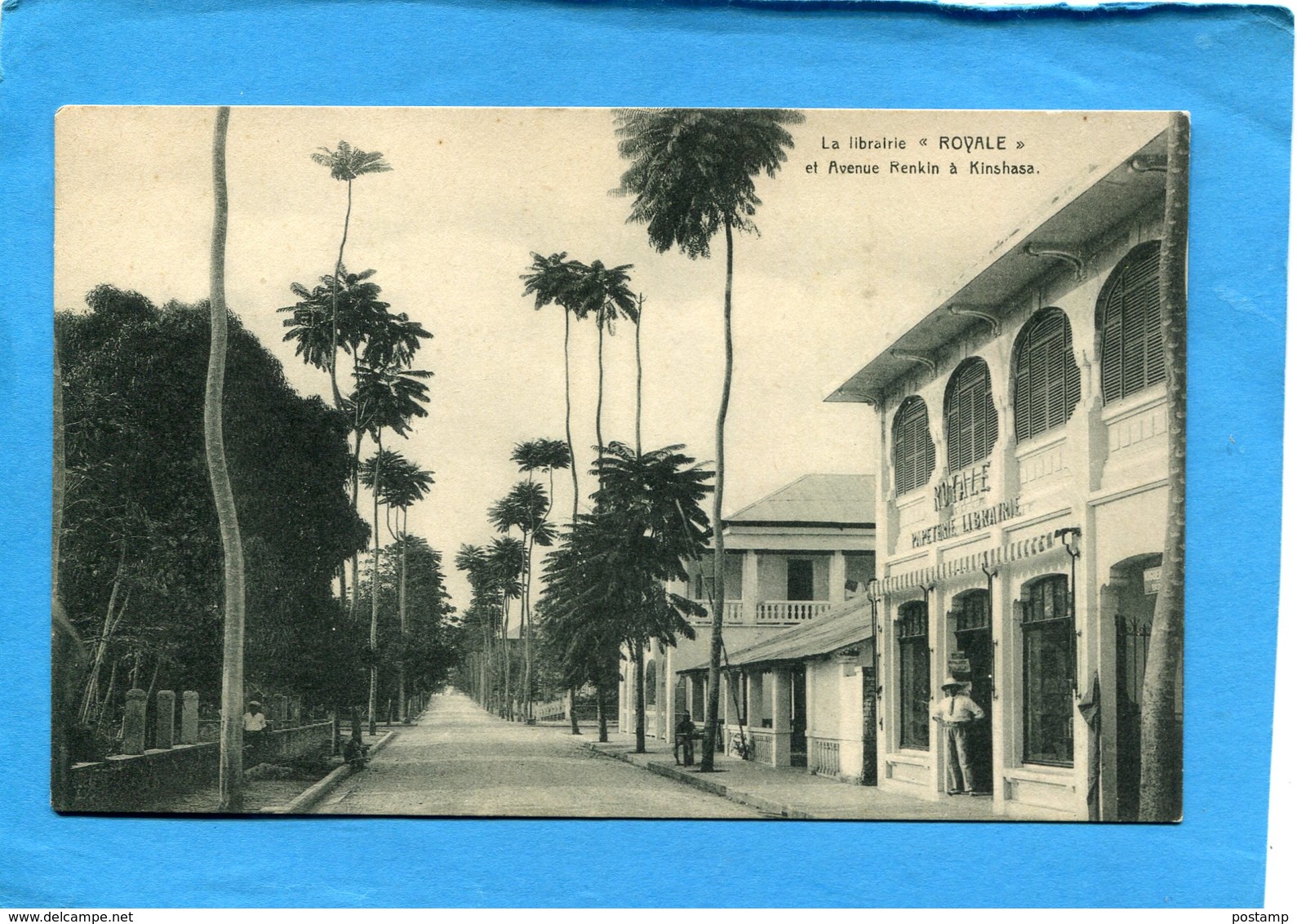 CONGO BELGE-KINSHASSA+Avenue Renkin-la Librairie-propriétaire Devant  La Porte-années 20-30 édition  Librairie Royale - Kinshasa - Léopoldville