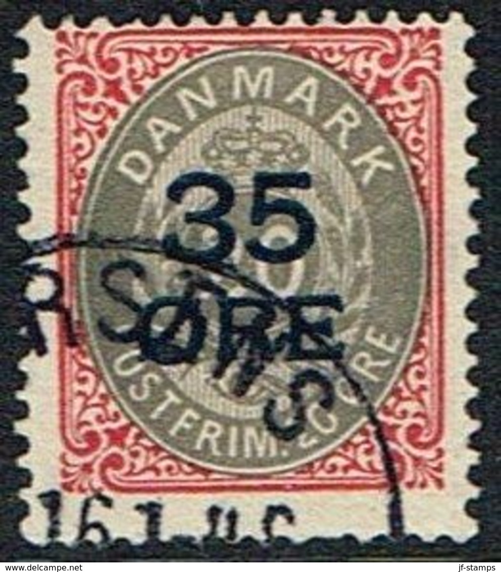 1912. Surcharge. 35 Øre On 20 Øre Grey/carmine. Normal Frame HORSENS 1916. (Michel 61I) - JF168411 - Used Stamps