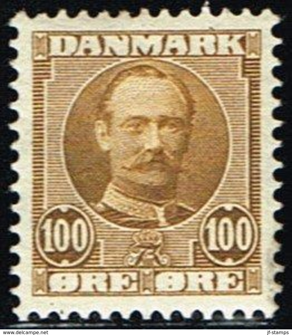 1907. King Frederik VIII. 100 Øre Olive-brown (Michel 59) - JF158593 - Unused Stamps