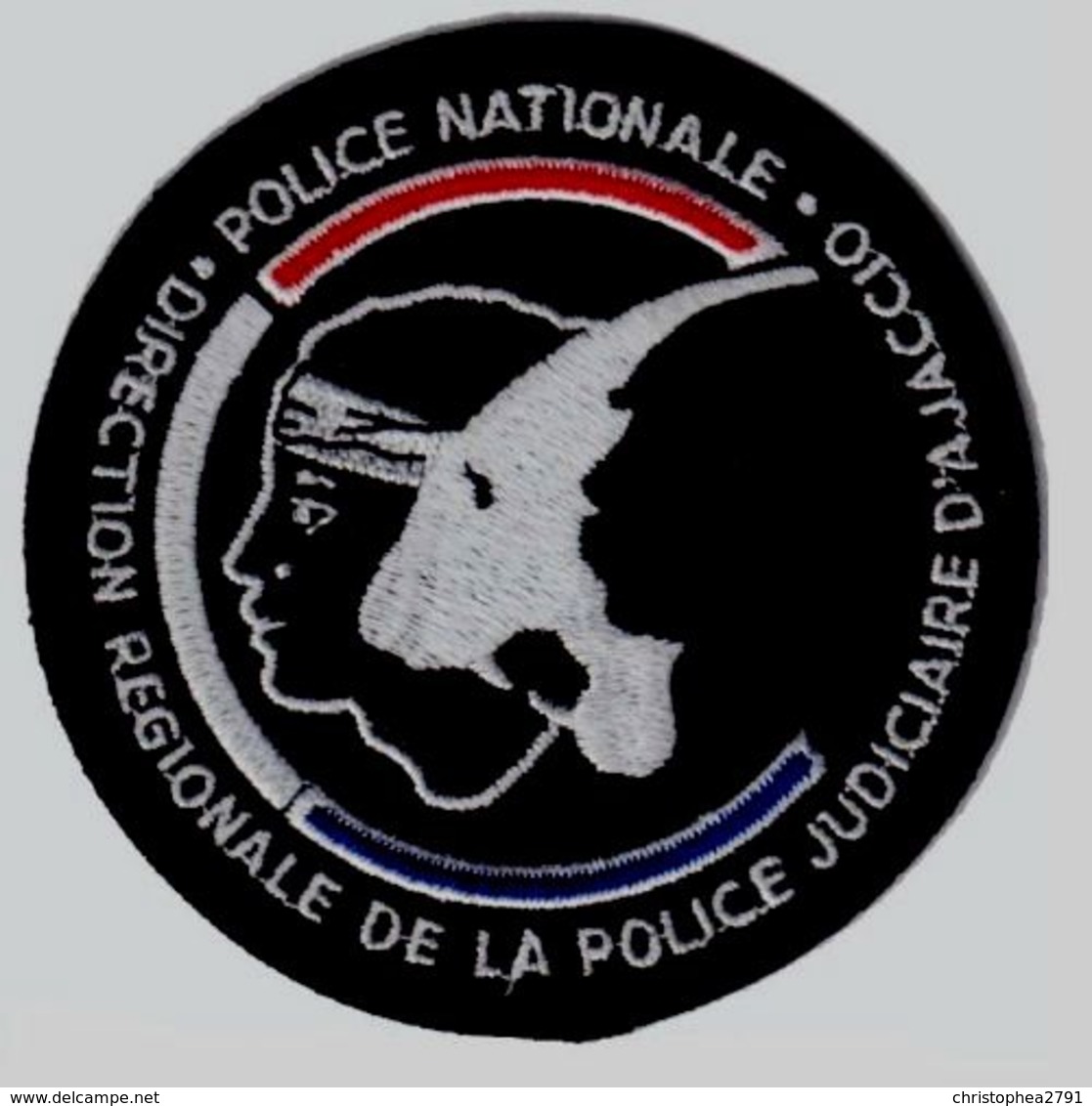 ECUSSON TISSUS PATCH POLICE NATIONALE DCPJ DRPJ DE CORSE SECTEUR AJACCIO ETAT EXCELLENT SUR VELCROS - Police & Gendarmerie