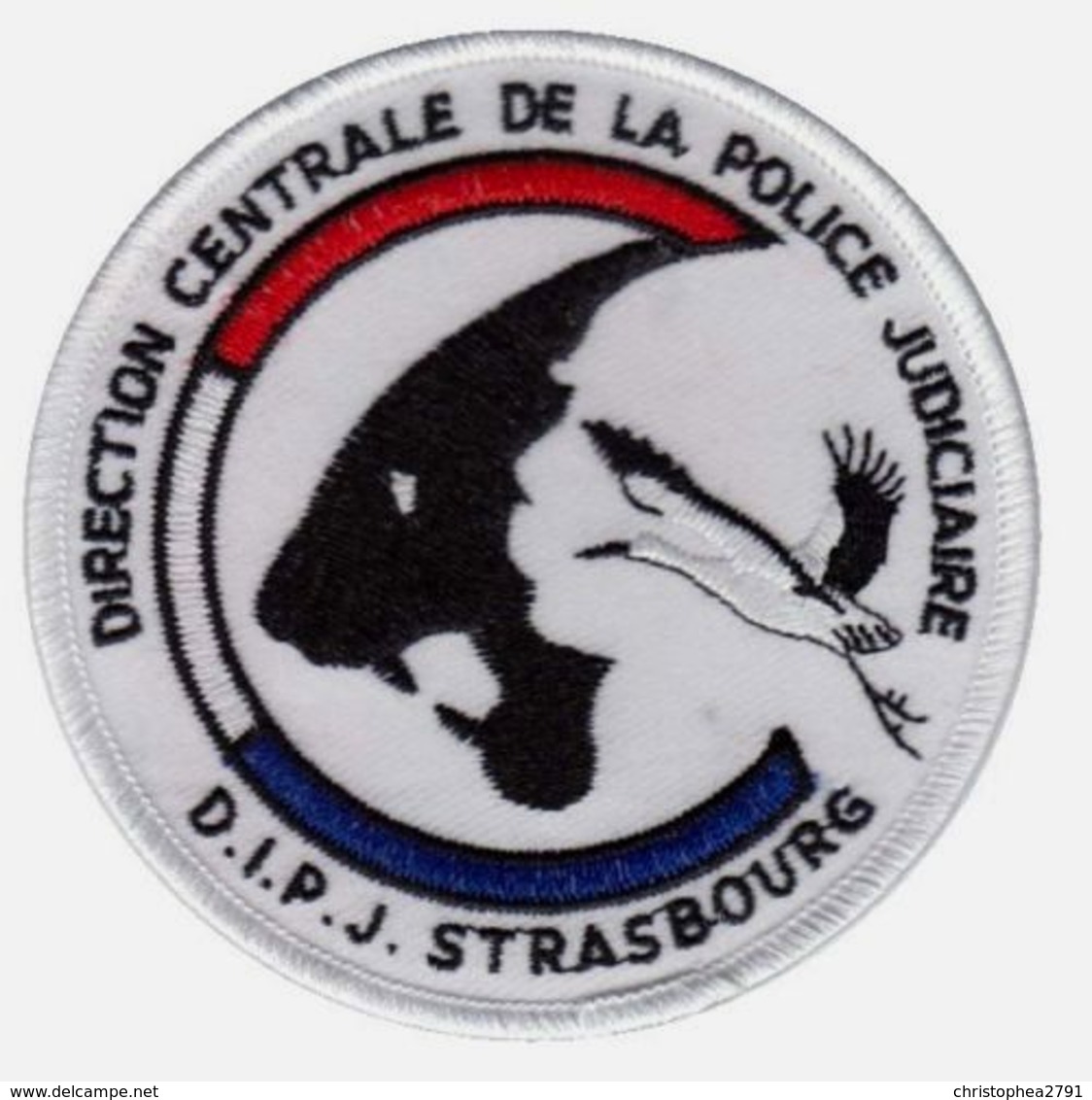 ECUSSON TISSUS PATCH POLICE NATIONALE DCPJ / DIPJ DE STRASBOURG ETAT EXCELLENT SUR VELCROS - Police & Gendarmerie