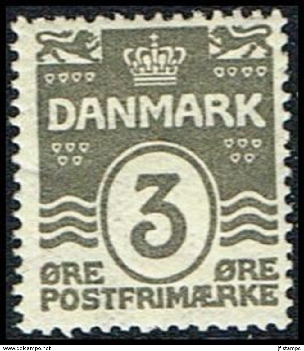 1905. Numeral. 3 Øre Grey. Perf. 12 3/4  (Michel 44A) - JF309738 - Unused Stamps