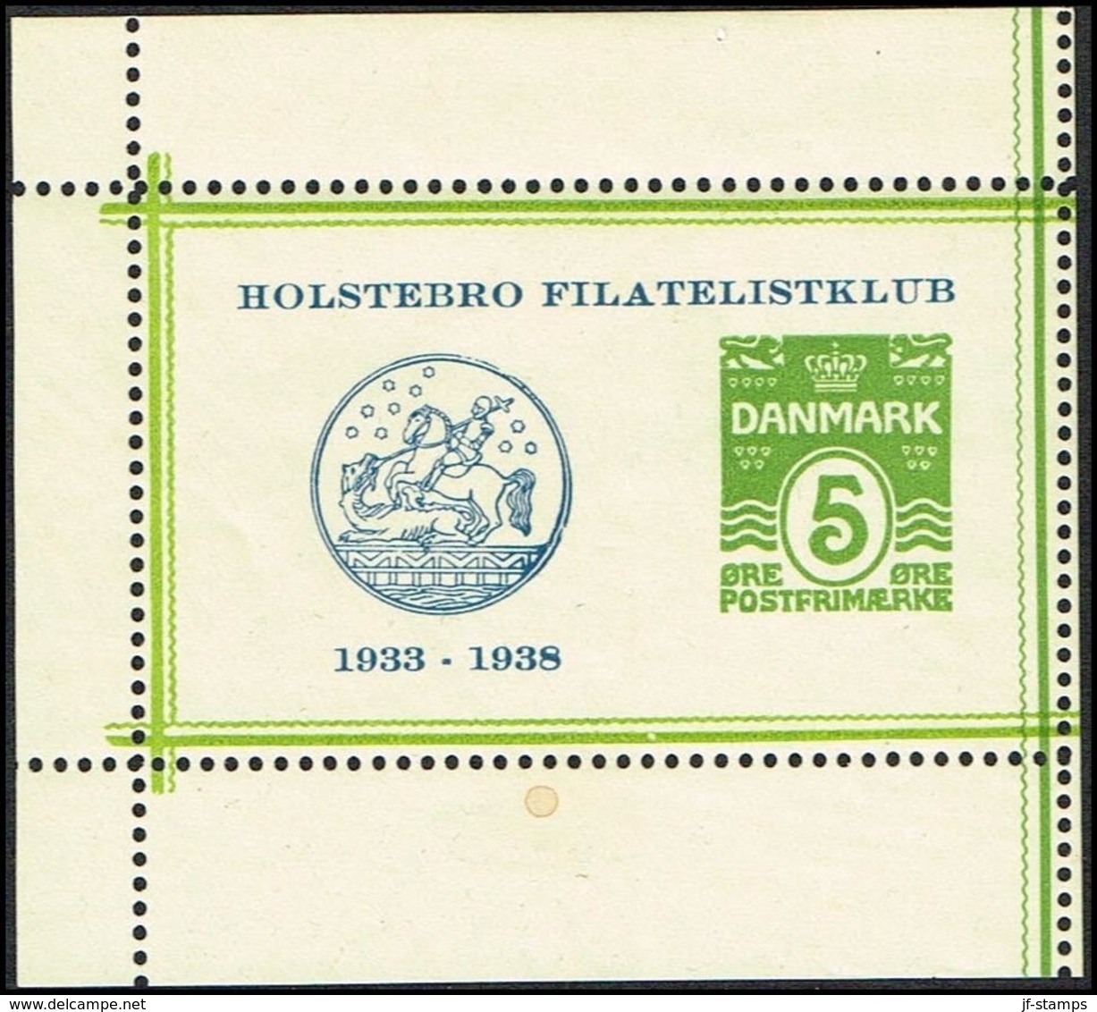 1938. HOLSTEBRO FILATELISTKLUB 1933 - 1938. 5 ØRE (Michel 182) - JF317077 - Ongebruikt