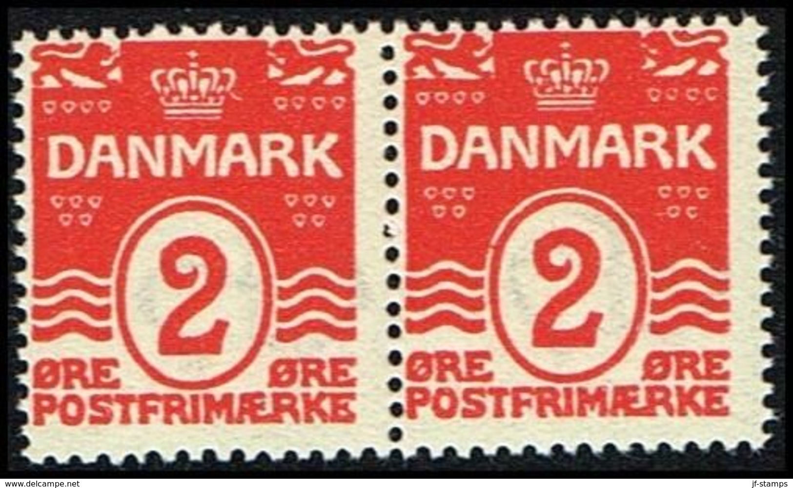 1917. Numeral. 2 Øre Red-carmine. Perf. 14.  (Michel 43B) - JF317100 - Ongebruikt