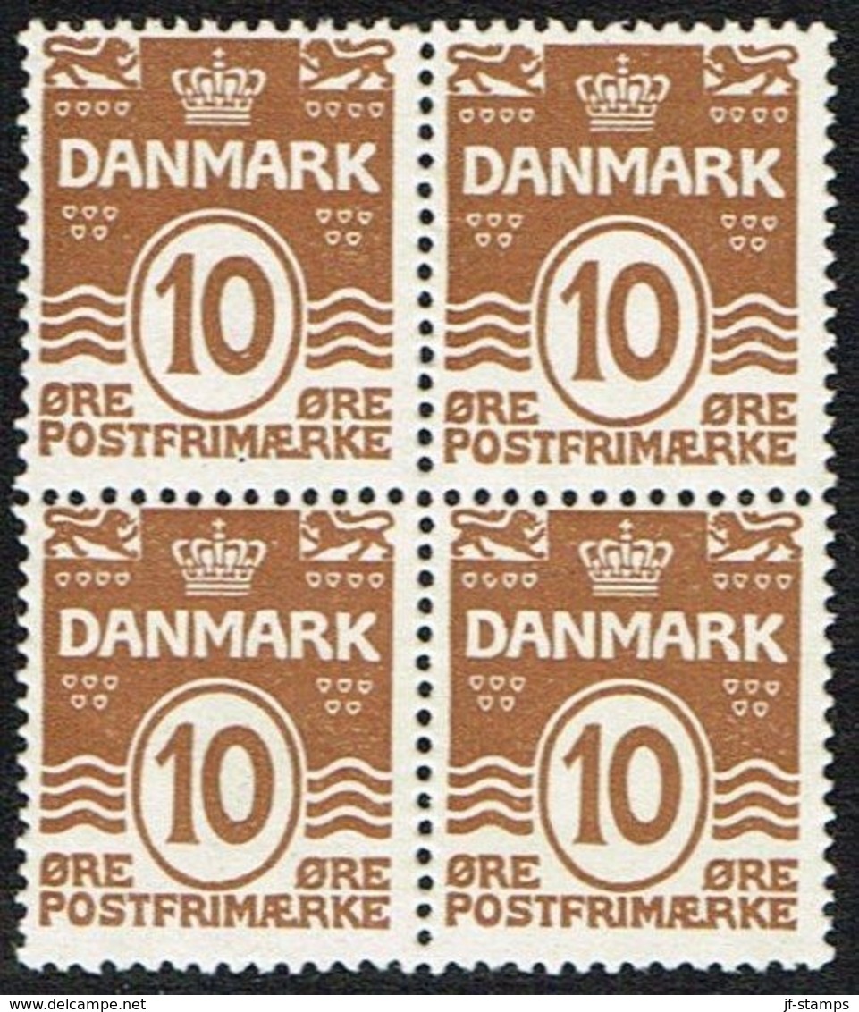 1930. Numeral. 10 Øre Redbrown 4-block. (Michel 184 ) - JF168216 - Nuovi