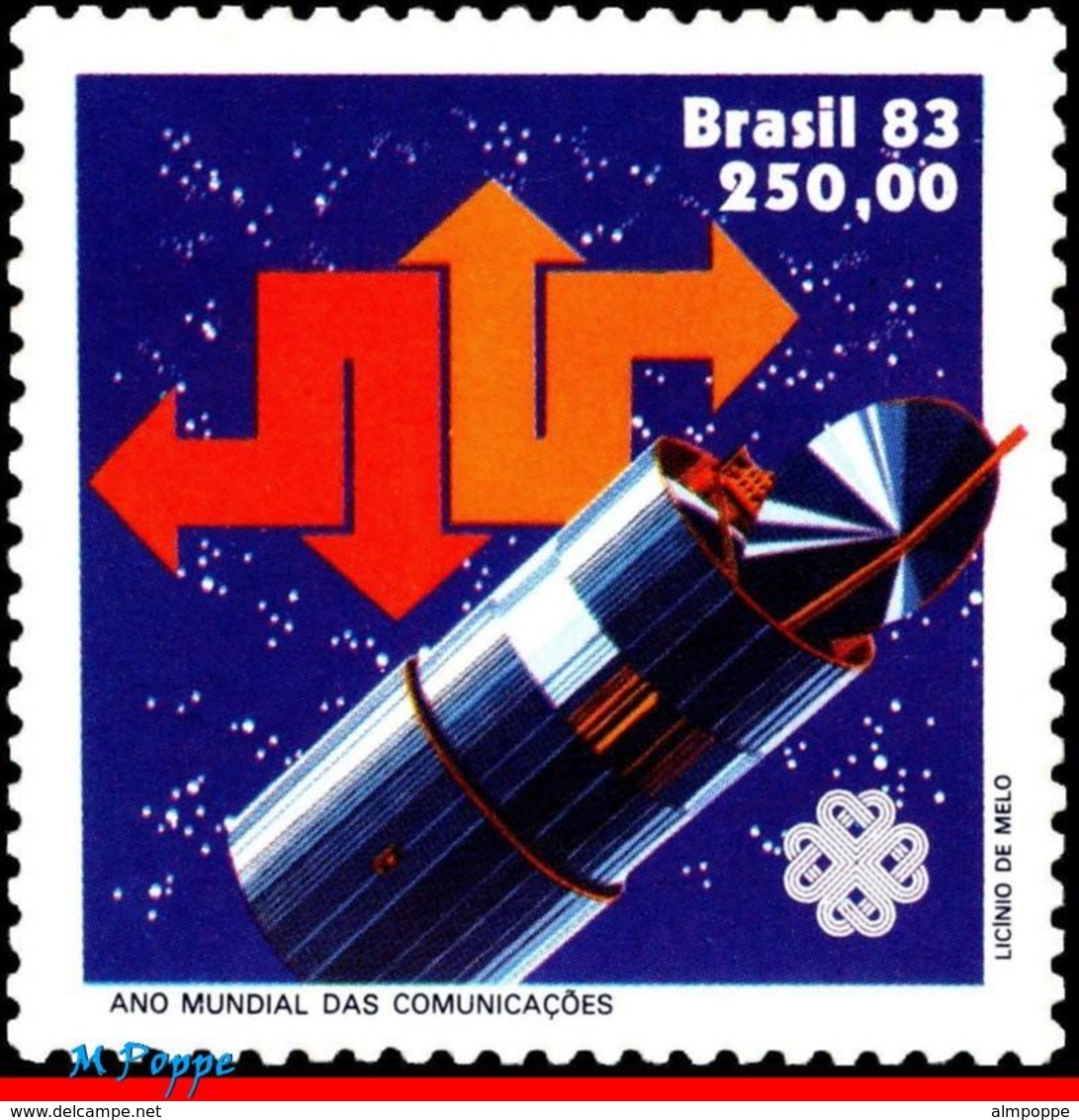 Ref. BR-1856 BRAZIL 1983 TELECOMMUNICATION, WORLD COMMUNICATIONS YEAR, , SATELLITE, SPACE, MI# 1963, MNH 1V Sc# 1856 - Neufs