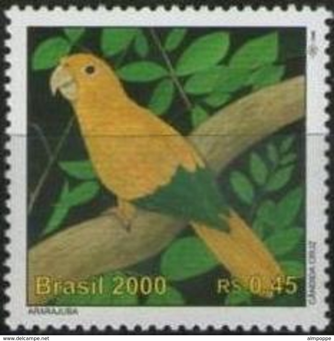 Ref. BR-2740R BRAZIL 2000 BIRDS, DISCOVERY OF BRAZIL, PARROTS - MI# 3024 - MINT MNH 1V Sc# 2740R - Nuevos