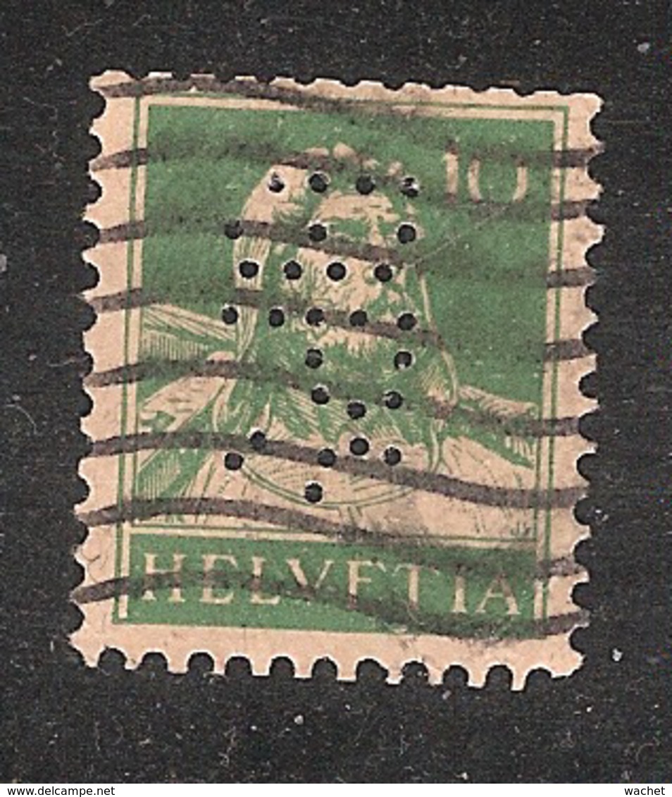 Perfin/perforé/lochung Switzerland No YT161 1921-1942 William Tell BPS  Banque Populaire Suisse Lausanne - Perfins