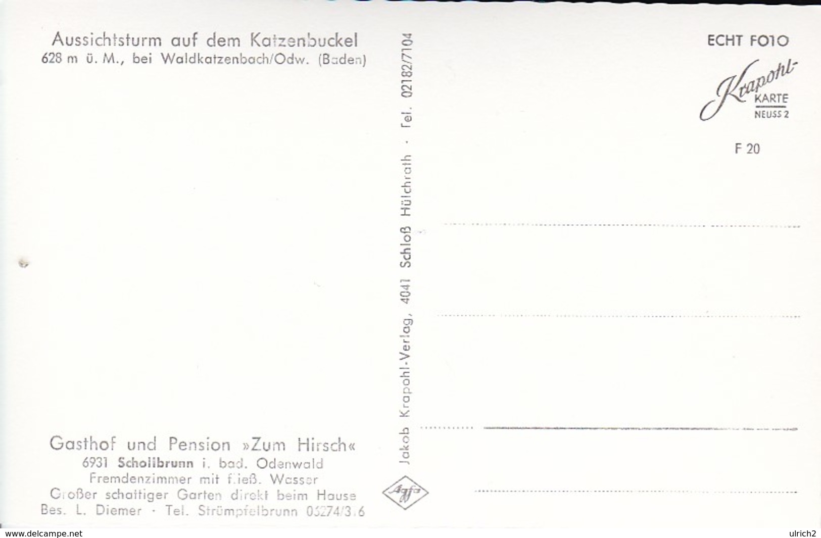 AK Waldkatzenbach - Aussichtsturm Auf Dem Katzenbuckel  (38894) - Waldbrunn