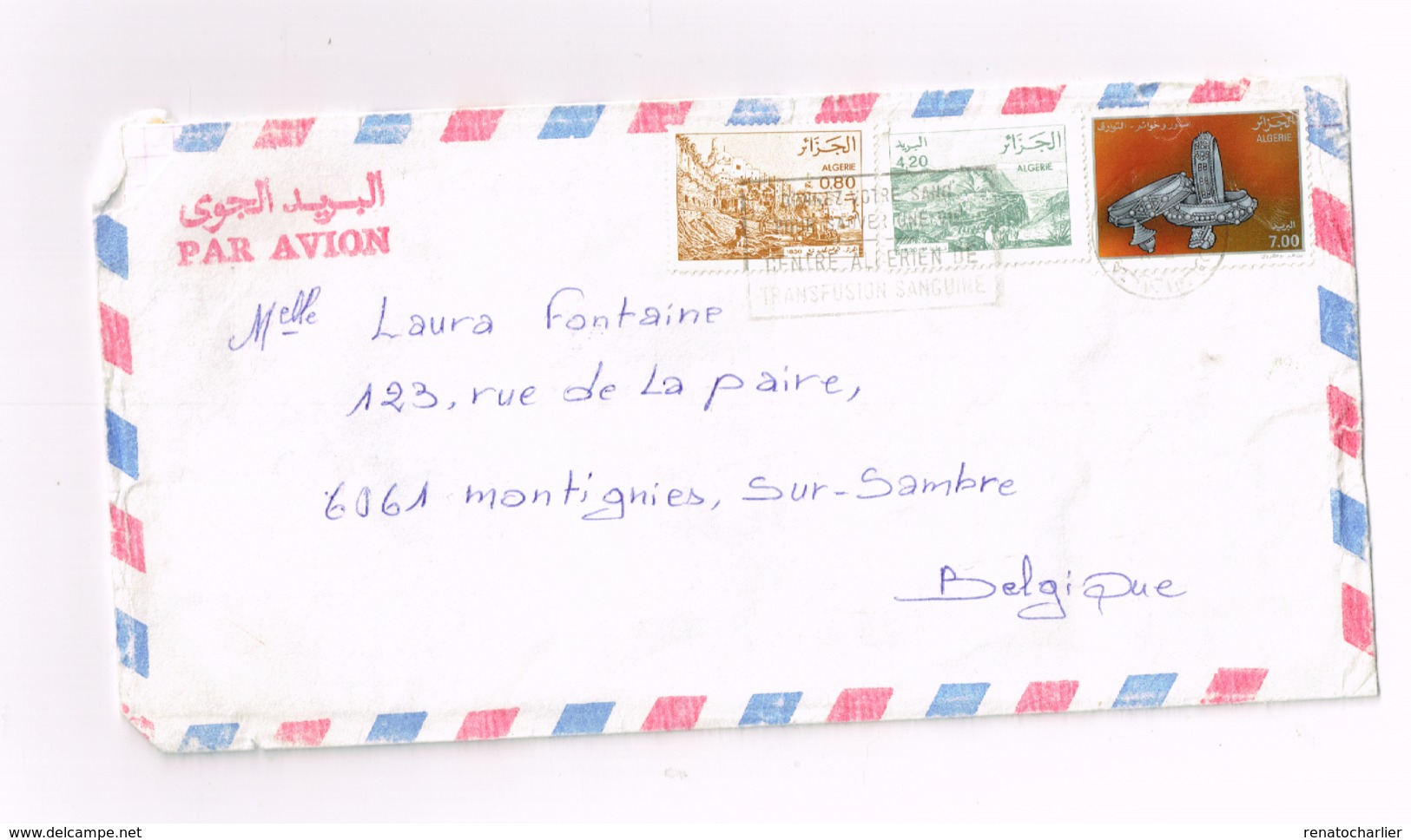 Lettre De Oran à Montignies-sur-Sambre - Algérie (1962-...)