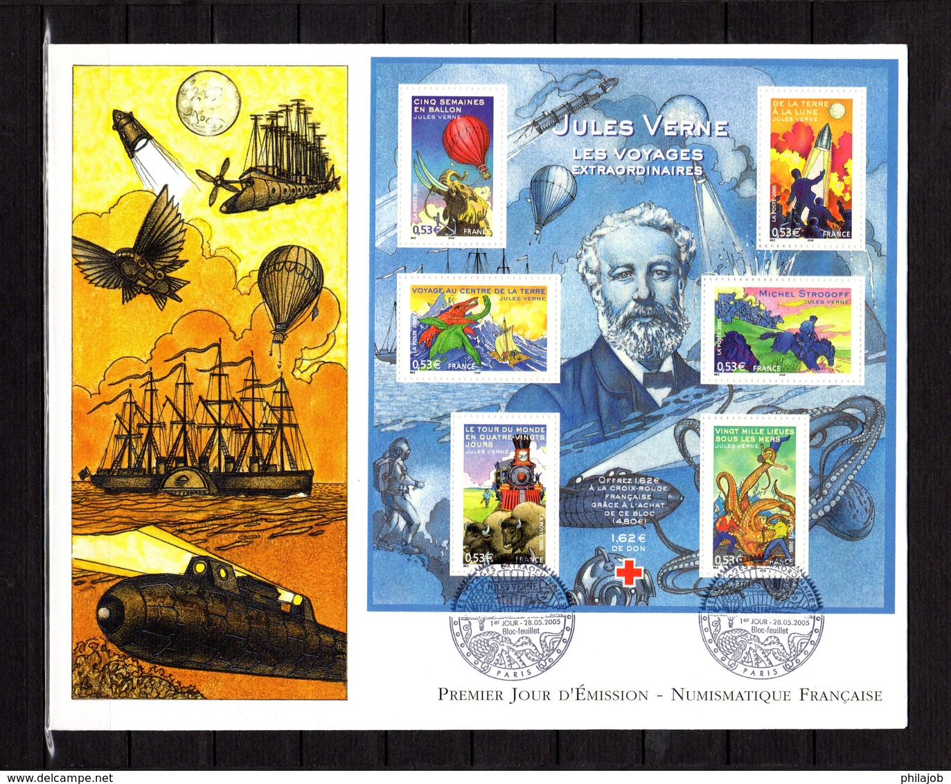 " JULES VERNE " Sur Enveloppe 1er Jour Grand Format De 2005 N°YT BF 85. Parfait état. FDC - 2000-2009