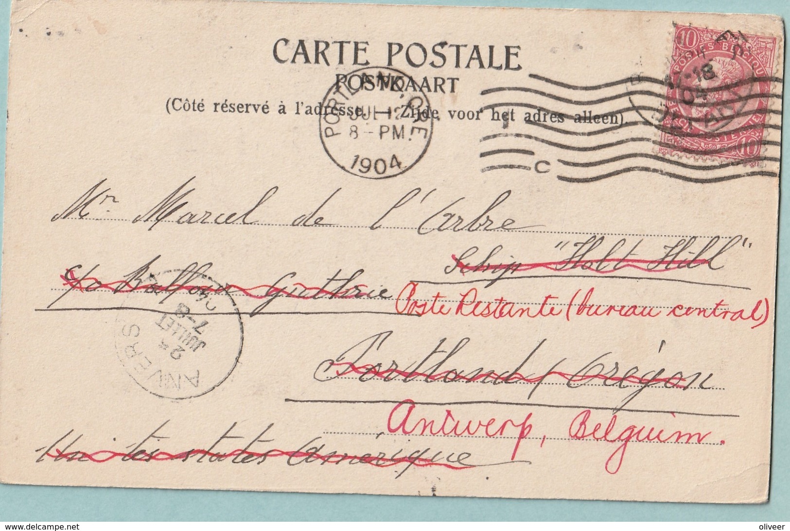 No 56-58 Op 3 Kaarten Naar Scheepsbemanning Portland-Oregon + Retour Poste Restante - 1893-1900 Fine Barbe