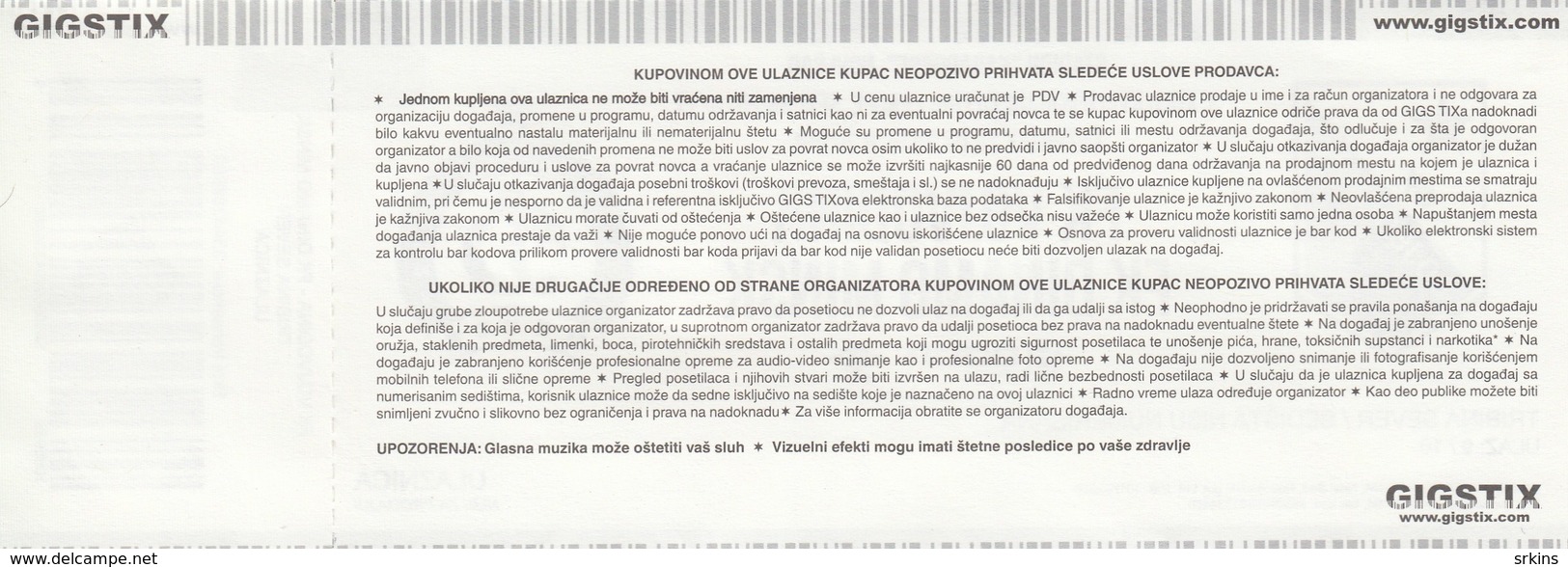 Ticket FC FK Vojvodina Novi Sad  FC Dinamo Minsk Belarus 2016. Ticket  Football Match UEFA Europa League - Tickets D'entrée