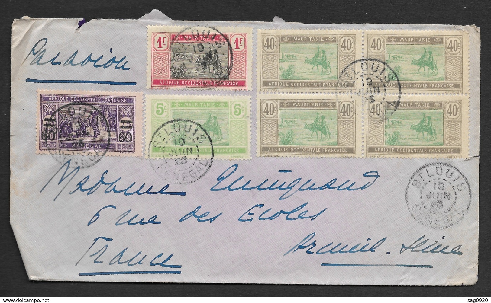 Enveloppe De St Louis Pour La France - Lettres & Documents