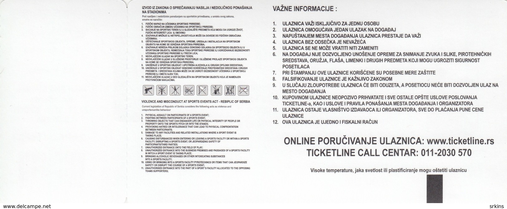 Ticket FC FK Vojvodina Novi Sad  FC AS Trencin Slovakia 2014. Ticket  Football Match UEFA Europa League - Tickets D'entrée