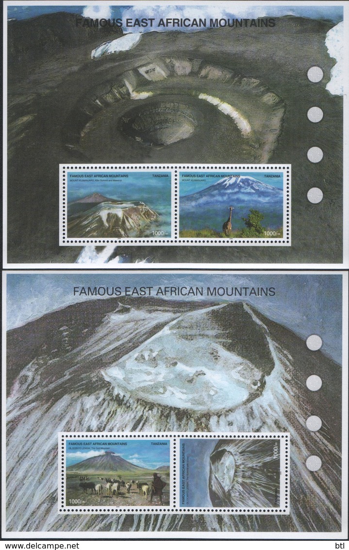 Tanzania-Famous East African Mountains (2 MS) - Tanzania (1964-...)