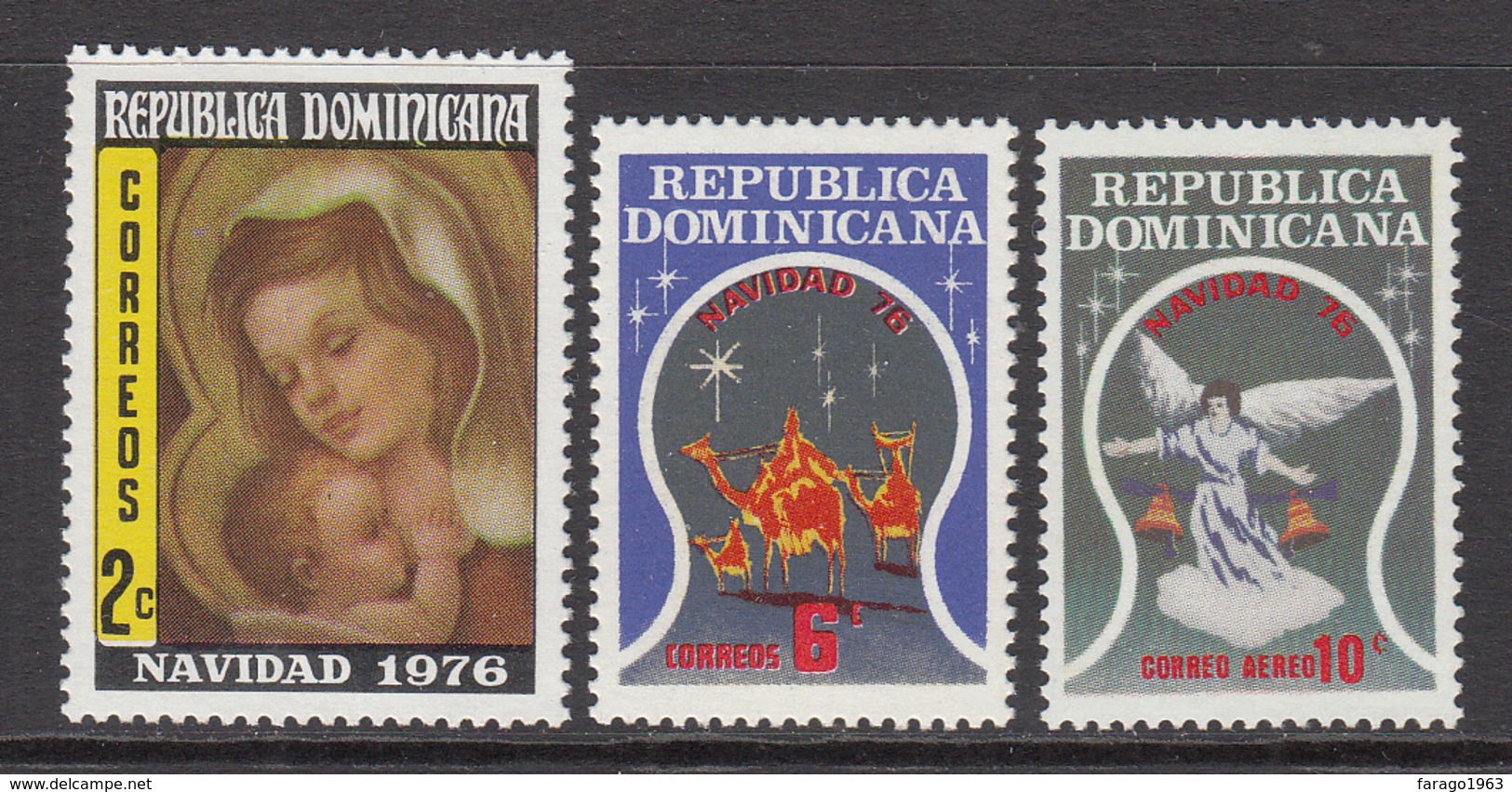 1976 Dominican Republic Christmas Navidad Noel  Complete Set Of 3 MNH - Dominicaine (République)