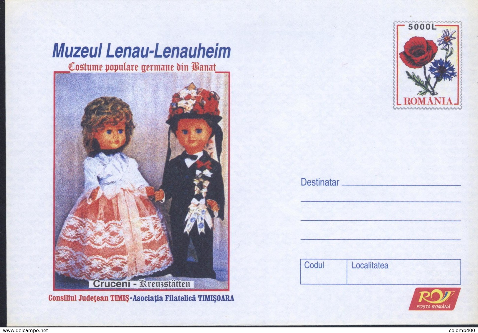 Poupees En Costume Traditionnel,Pavot / Papaver,Edelweiss  Entier Postal - Roumanie / Romania 2005 - Dolls