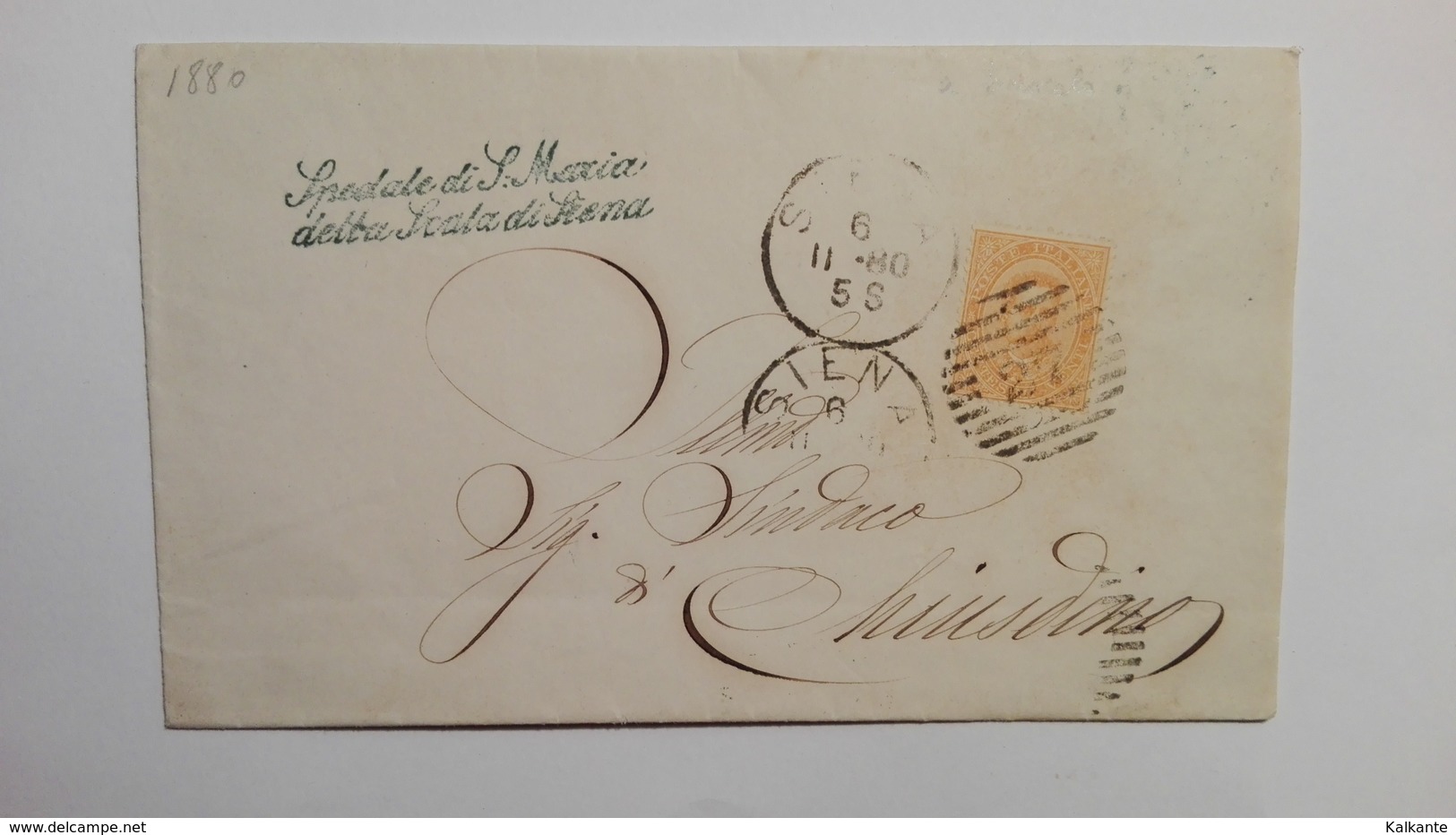 1880 - Documento Dallo Spedale Di S.Maria Della Scala Di Siena - Storia Postale