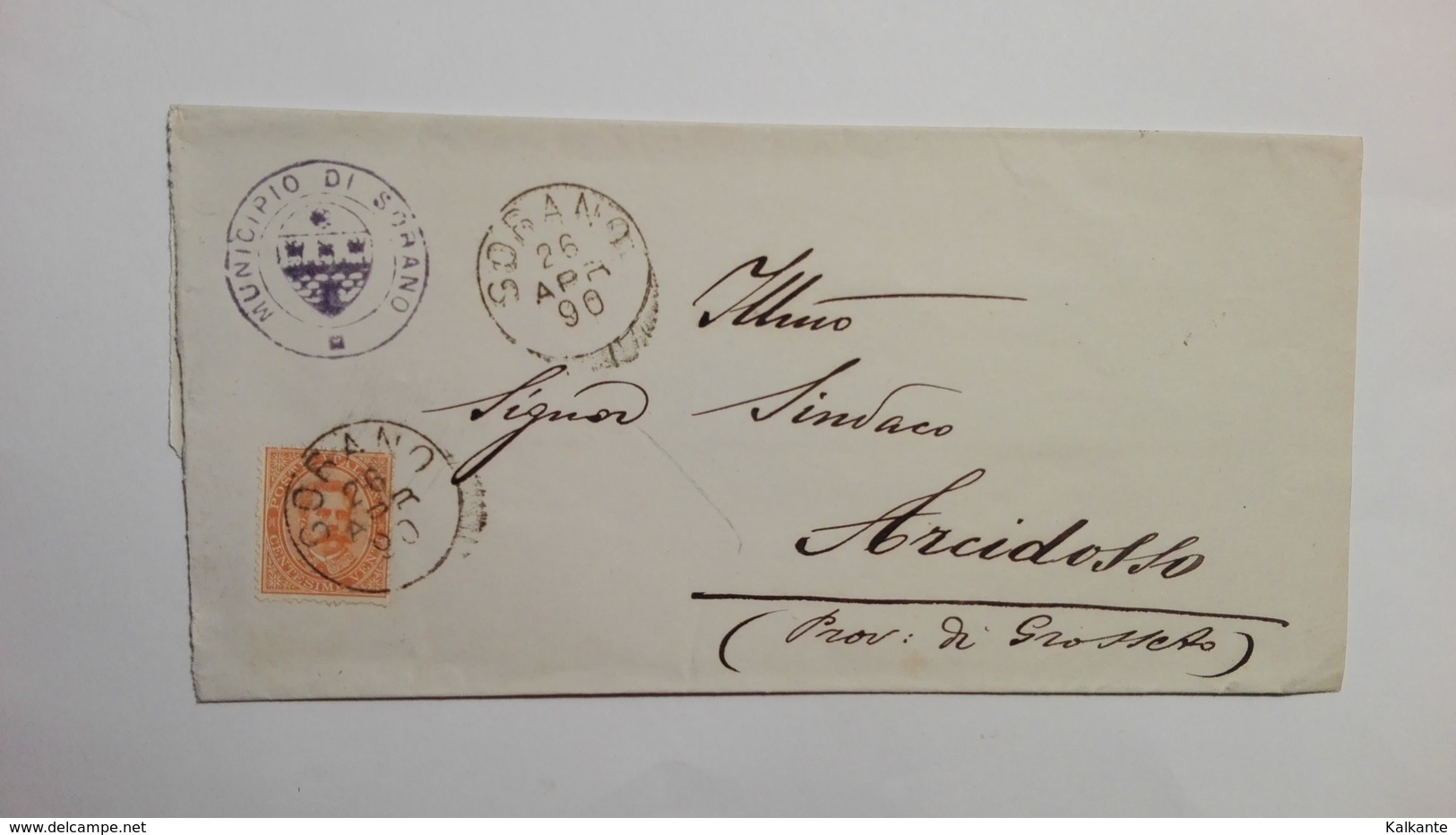 1896 - Documento Dal Municipio Di Sorano(SI) Al Sindaco Di Arcidosso(SI) - Poststempel