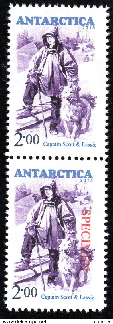 Antarctica Post Scott & Lassie Comparison Pair With Specimen Overprint. - Other & Unclassified