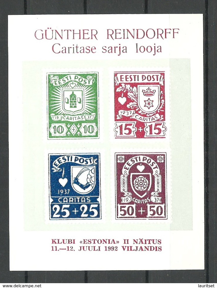 ESTLAND Estonia 1992 Private Souvenir Block Caritas 1937 Abbildung G. Reindorff MNH - Estonie