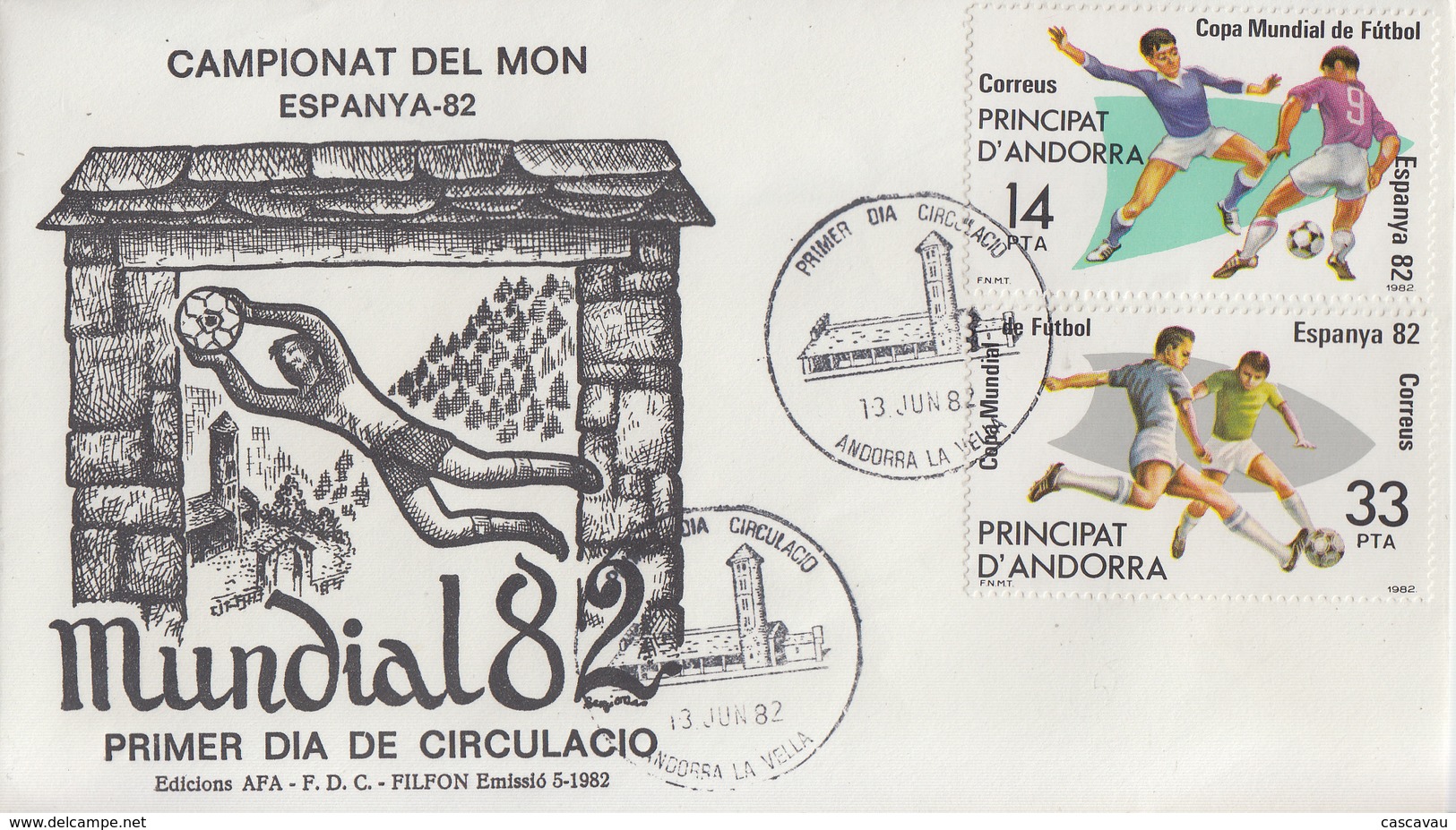 Enveloppe  FDC  1er  Jour   ANDORRE    Coupe  Du   Monde  De  Football   1982 - 1982 – Espagne