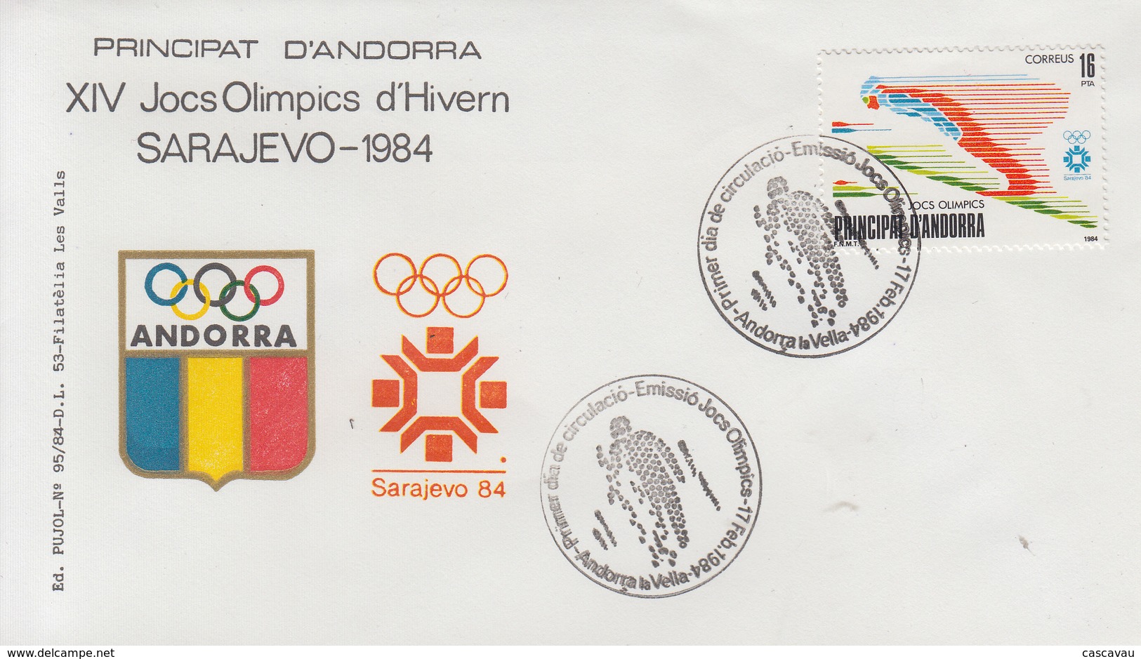 Enveloppe  FDC  1er  Jour   ANDORRE    Jeux   Olympiques   SARAJEVO   1984 - Hiver 1984: Sarajevo