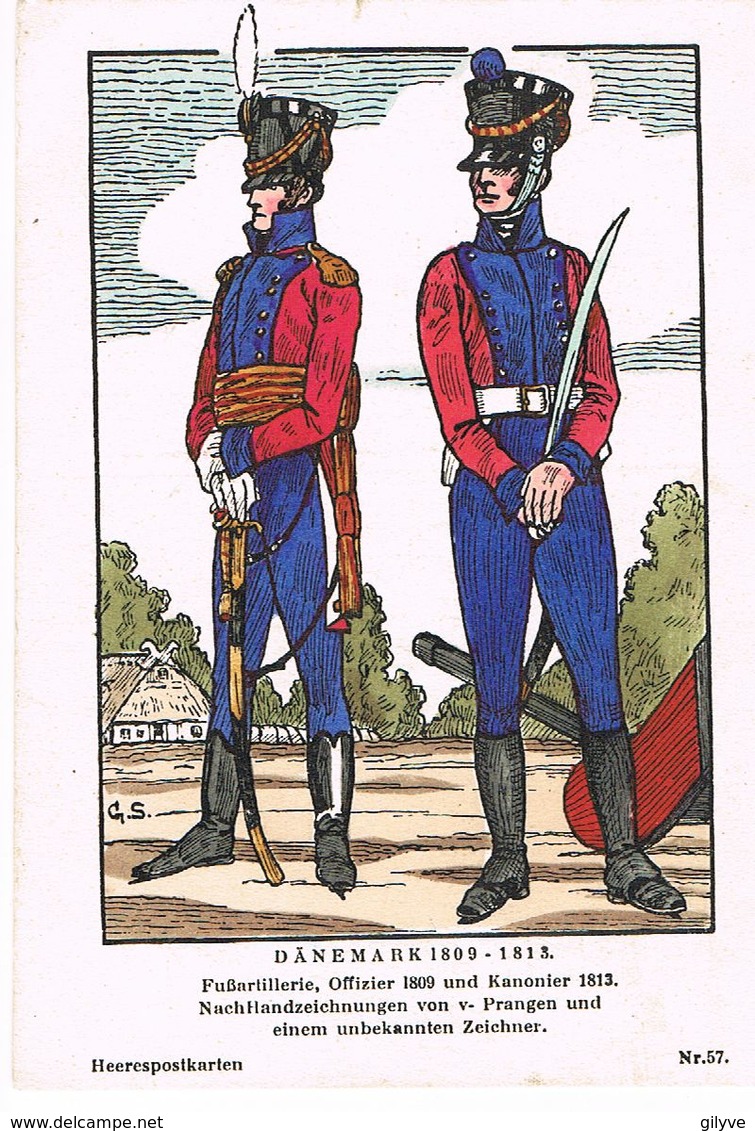 Uniforme. DANEMARK 1809/13. Fubartillerie Kanonier.  Illustrateur: G.S  ( T.u.269) - Uniformes