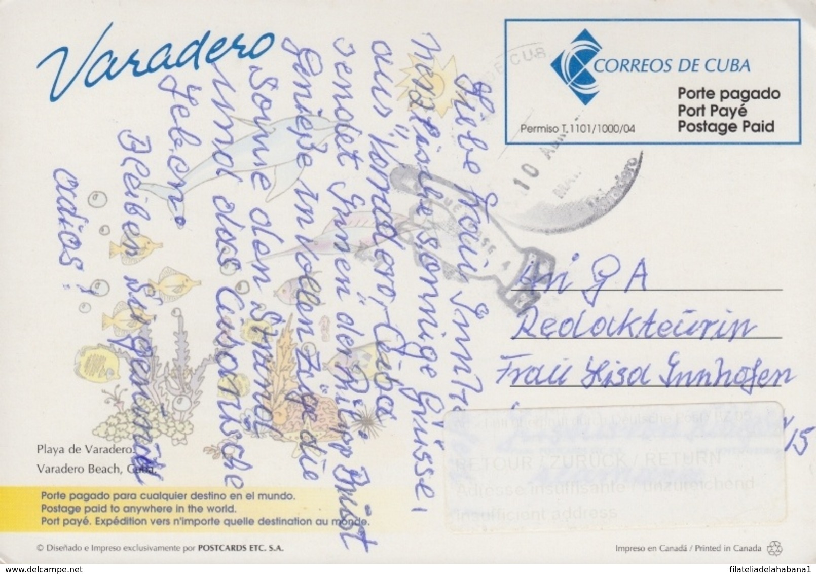 2014-EP-20 CUBA 2014 FORWARDED TURISTIC POSTAL STATIONERY. VARADERO. USED. - Cartas & Documentos