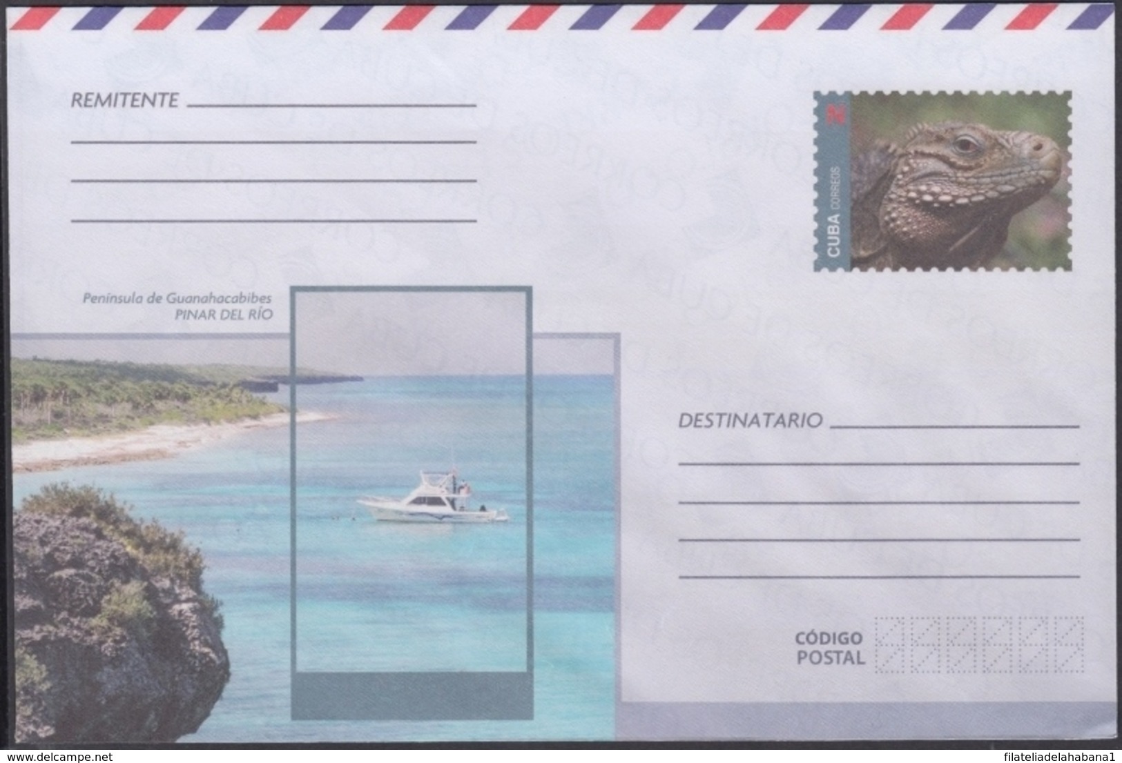 2018-EP-27 CUBA 2018 UNUSED NACIONAL POSTAL STATIONERY. GUANAHACABIBES BEACH, LIZARD. - Lettres & Documents