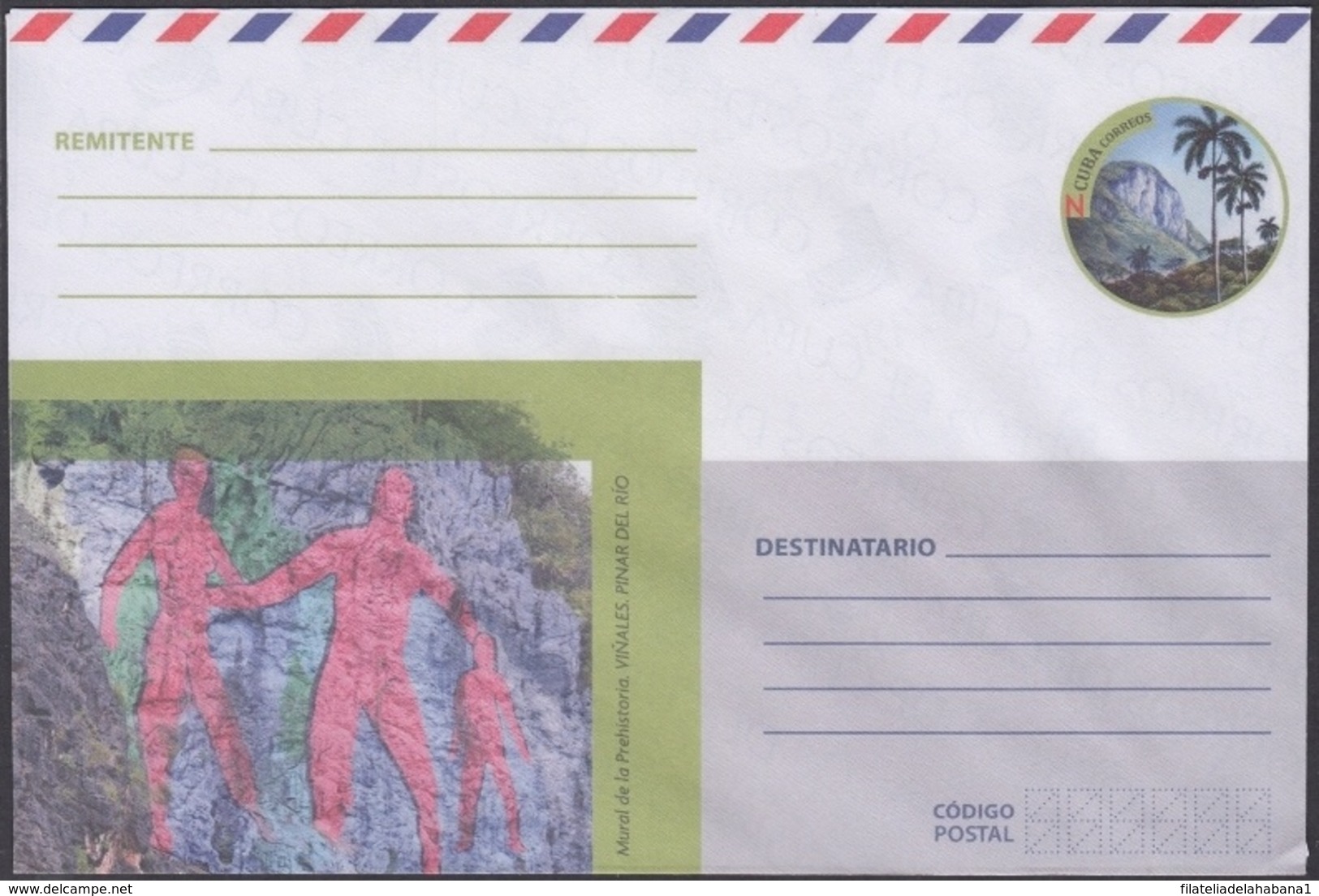 2018-EP-33 CUBA 2018 UNUSED NACIONAL POSTAL STATIONERY. MURAL PREHISTORIA, VIÑALES. - Cartas & Documentos