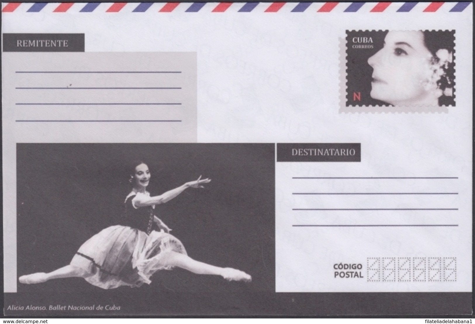 2018-EP-38 CUBA 2018 UNUSED NACIONAL POSTAL STATIONERY. ALICIA ALONSO, BALLET. - Covers & Documents