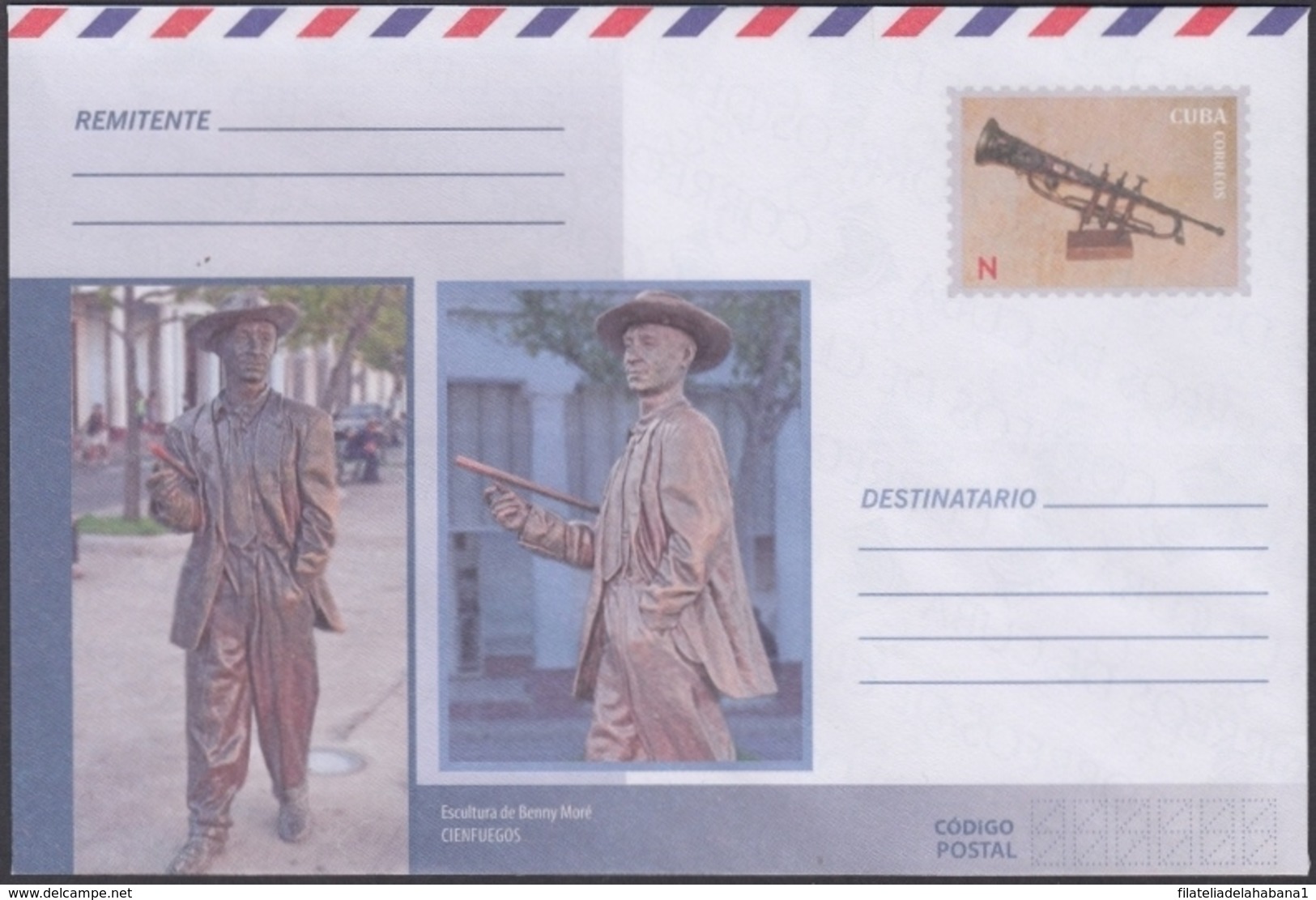 2018-EP-40 CUBA 2018 UNUSED NACIONAL POSTAL STATIONERY. BENNY MORE, MUSIC, CIENFUEGOS. - Covers & Documents