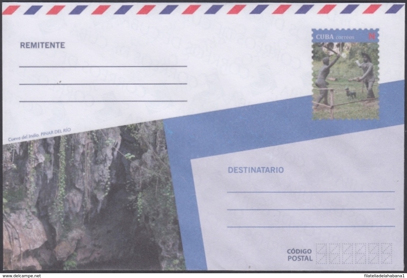 2018-EP-44 CUBA 2018 UNUSED NACIONAL POSTAL STATIONERY. CUEVA DEL INDIO, CAVERN INDIAN. - Cartas & Documentos