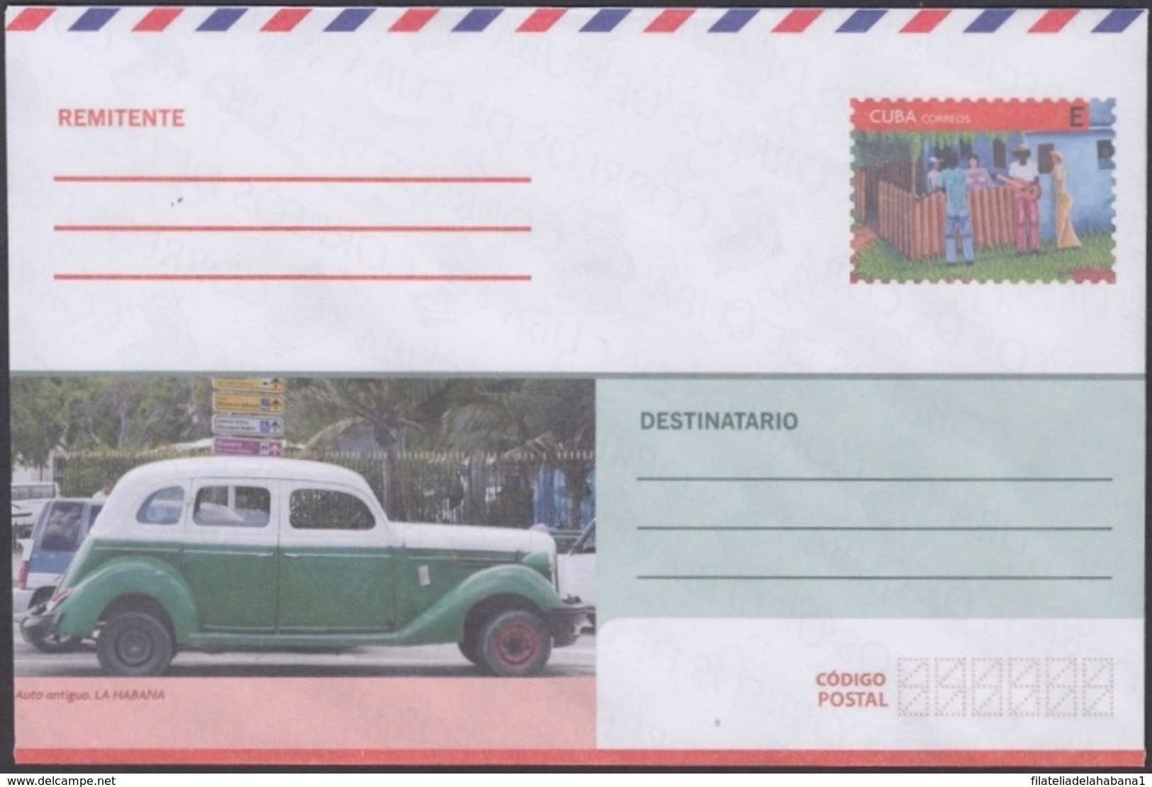 2018-EP-46 CUBA 2018 UNUSED INTERNACIONAL POSTAL STATIONERY. OSMOVILE OLD CAR. - Briefe U. Dokumente