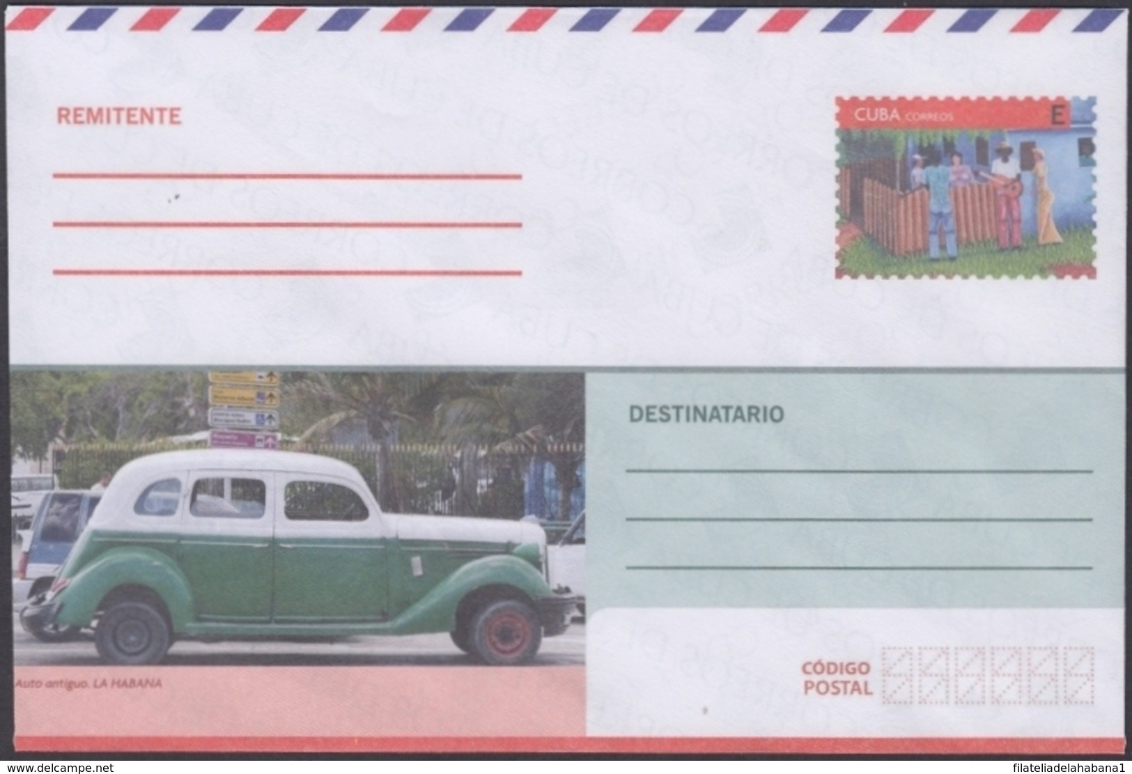 2018-EP-46 CUBA 2018 UNUSED INTERNACIONAL POSTAL STATIONERY. OSMOVILE OLD CAR. - Cartas & Documentos