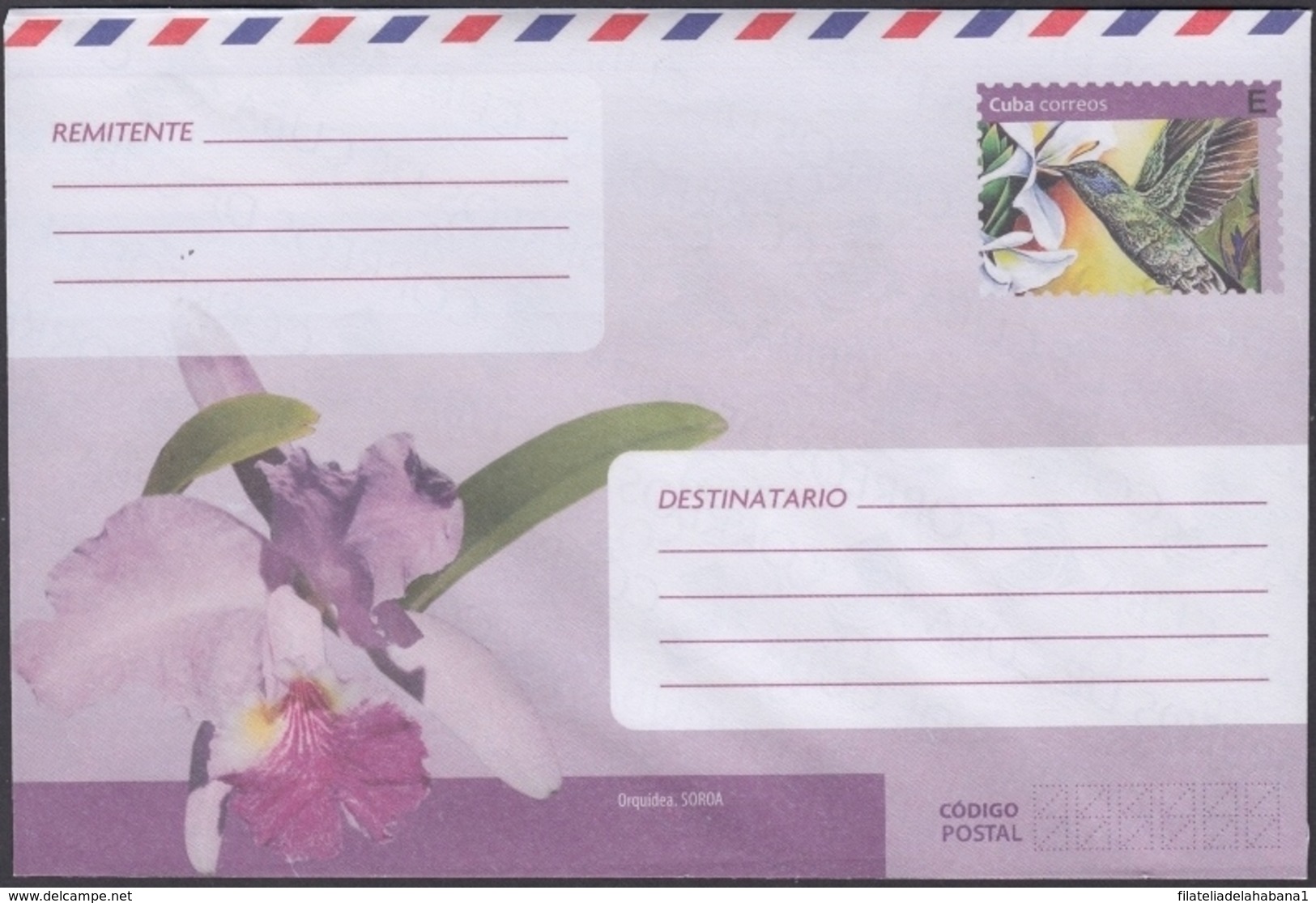 2018-EP-52 CUBA 2018 UNUSED INTERNACIONAL POSTAL STATIONERY. ORCHILD, ORQUIDEA FLOWER, ZUNZUN. - Lettres & Documents