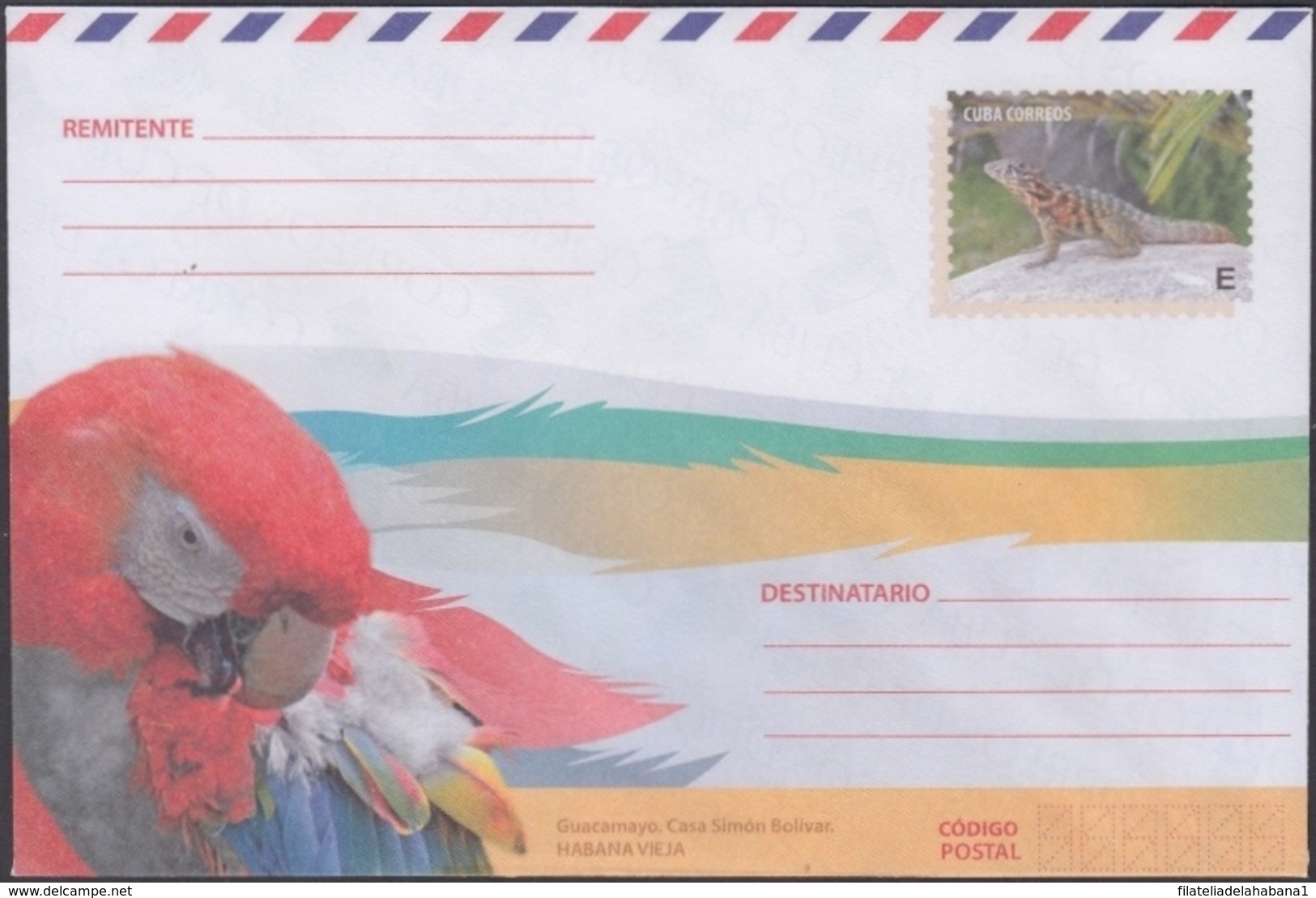 2018-EP-54 CUBA 2018 UNUSED INTERNACIONAL POSTAL STATIONERY. GUACAMAYO PARROT BIRD, AVES, PAJAROS. - Briefe U. Dokumente