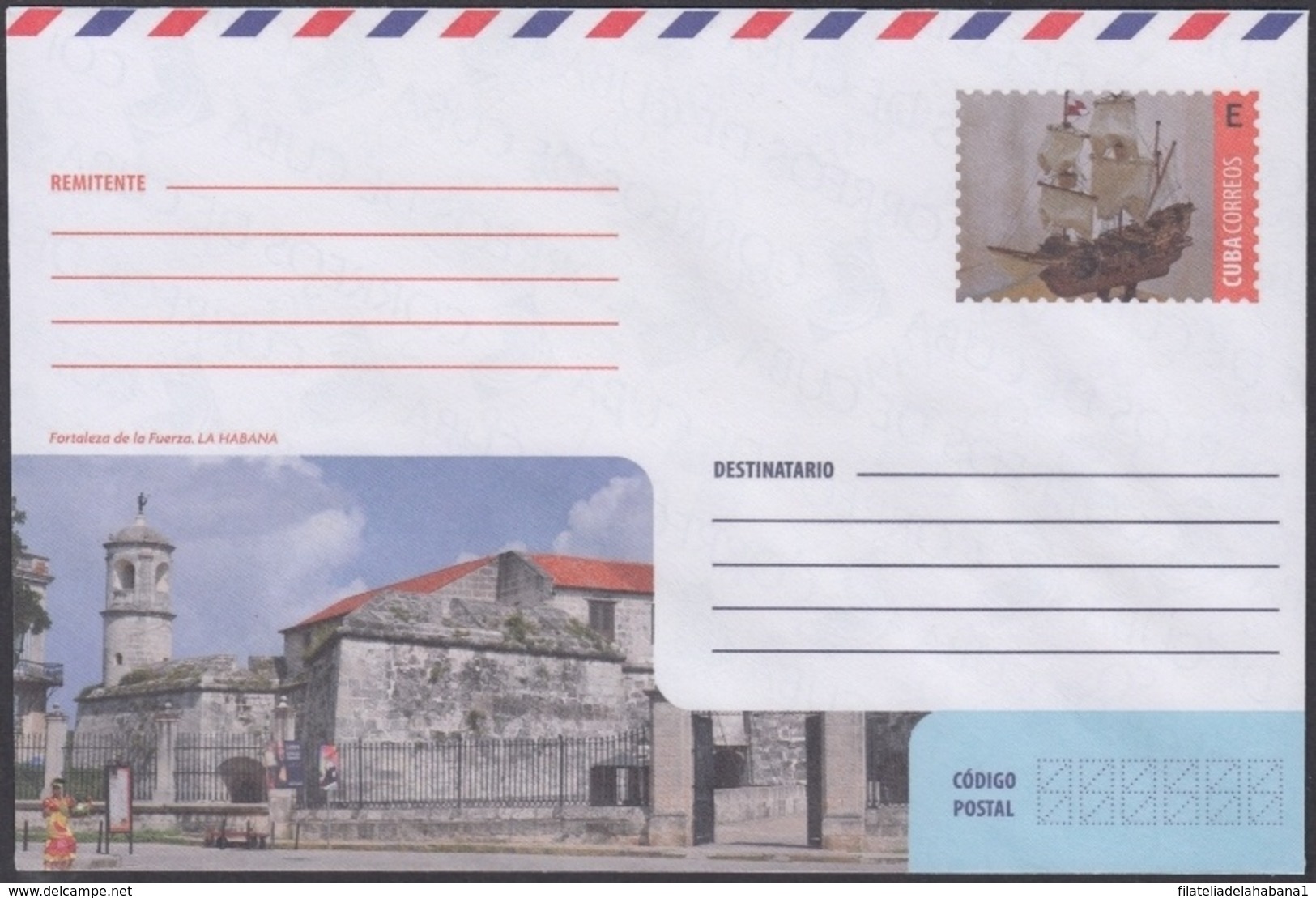 2018-EP-61 CUBA 2018 UNUSED INTERNACIONAL POSTAL STATIONERY. ROYAL FORCE CASTLE, CASTILLO REAL FUERZA. - Covers & Documents