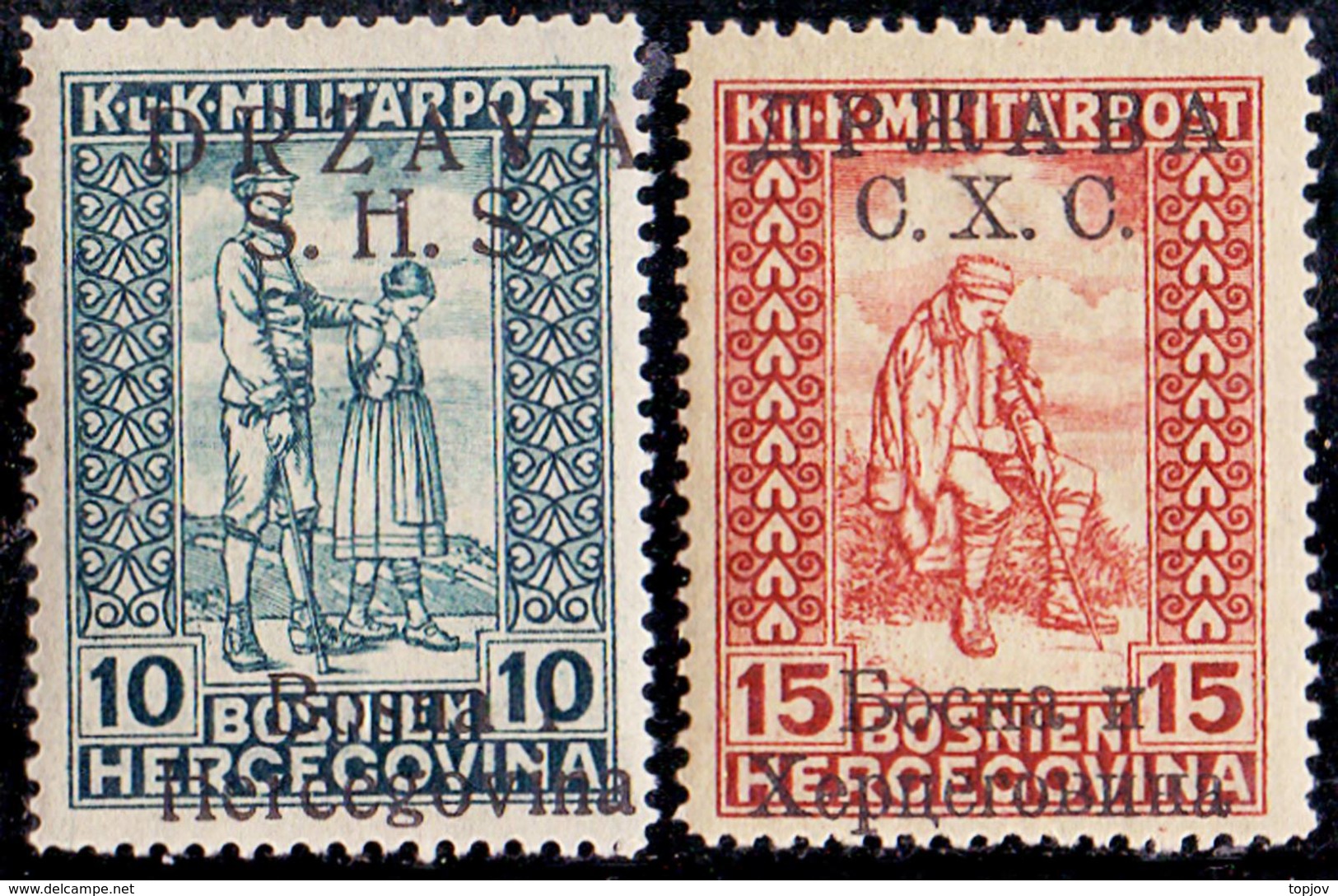 YUGOSLAVIA - SHS  BOSNIA - For WOUNDED  Ovpt. DIFERENT    - **MNH - 1918 - EXELENT - AT - Unused Stamps