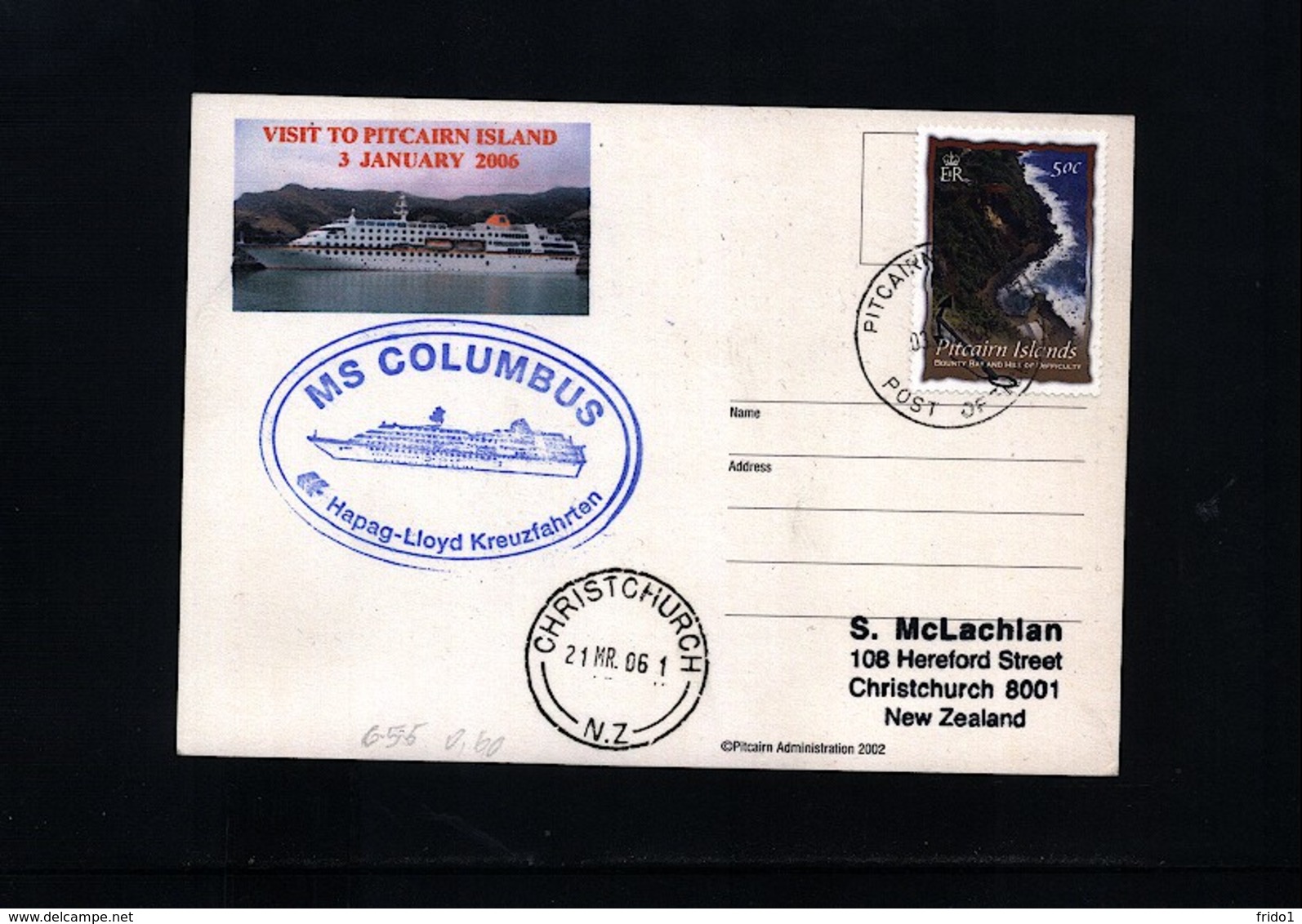 Pitcairn Islands 2006 MS Columbus Interesting Ship Postcard - Pitcairninsel